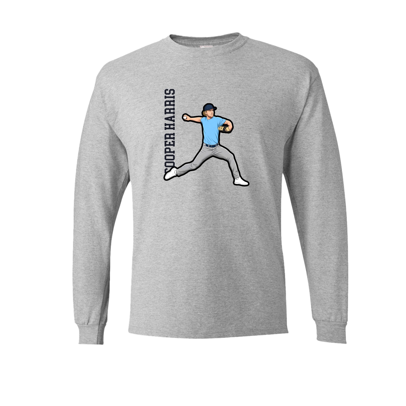 Long Sleeve Tee — Name Vertical in Grey