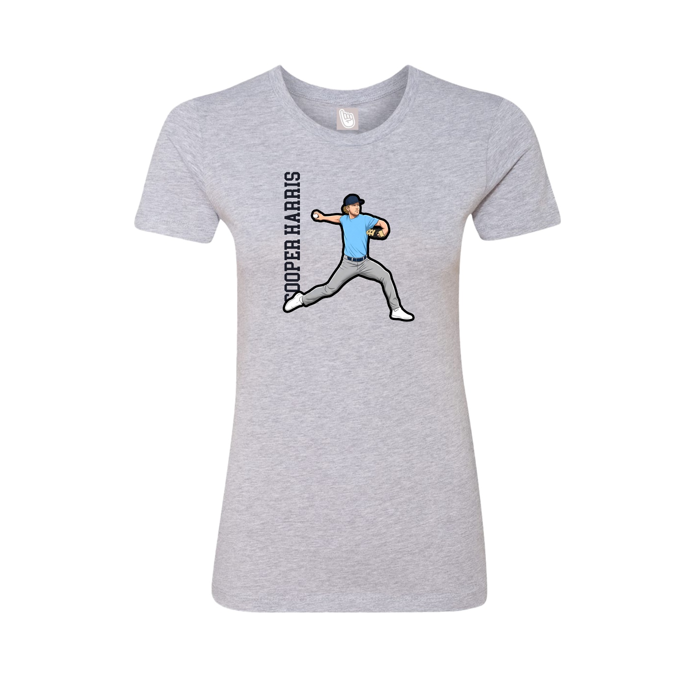 Fitted Women's Tee — Name Vertical in Grey