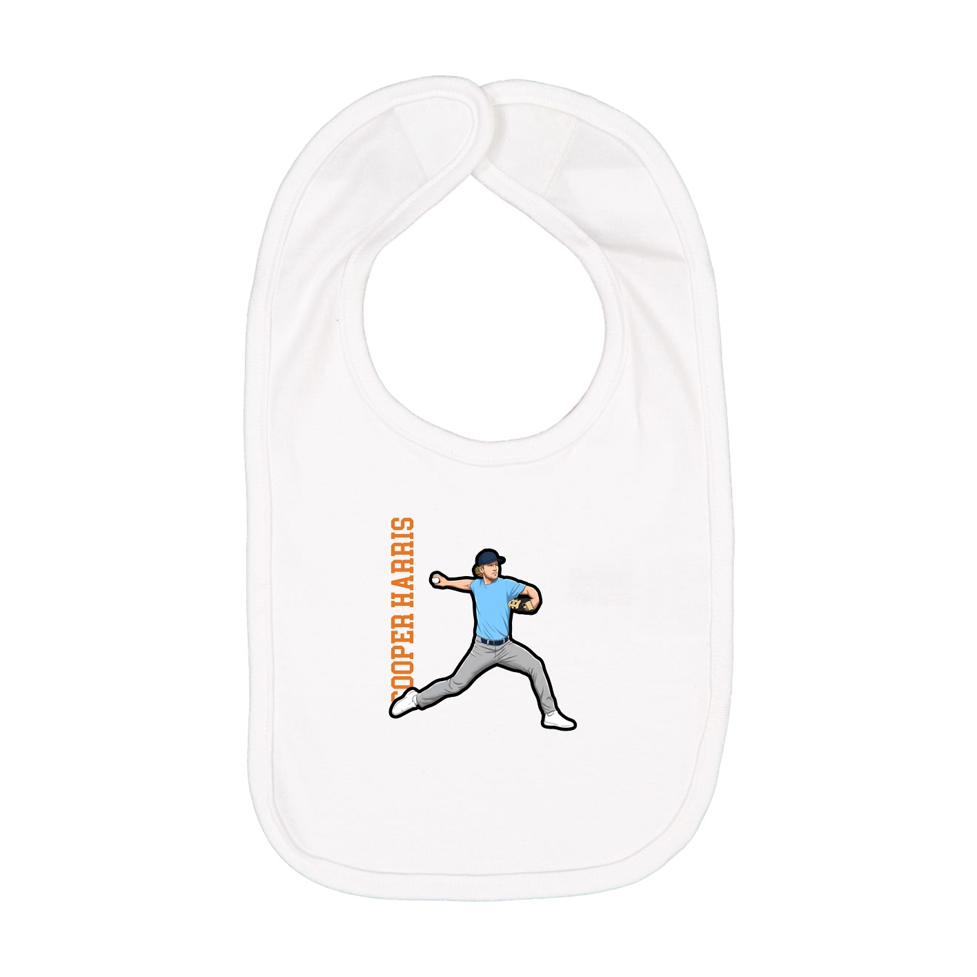 Infant Bib — Name Vertical in White