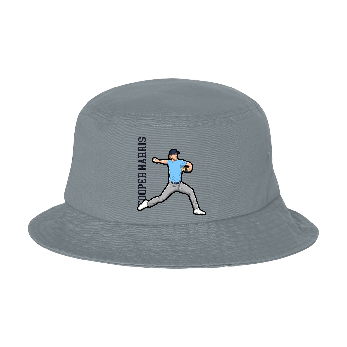 Bucket Cap — Name Vertical in Grey