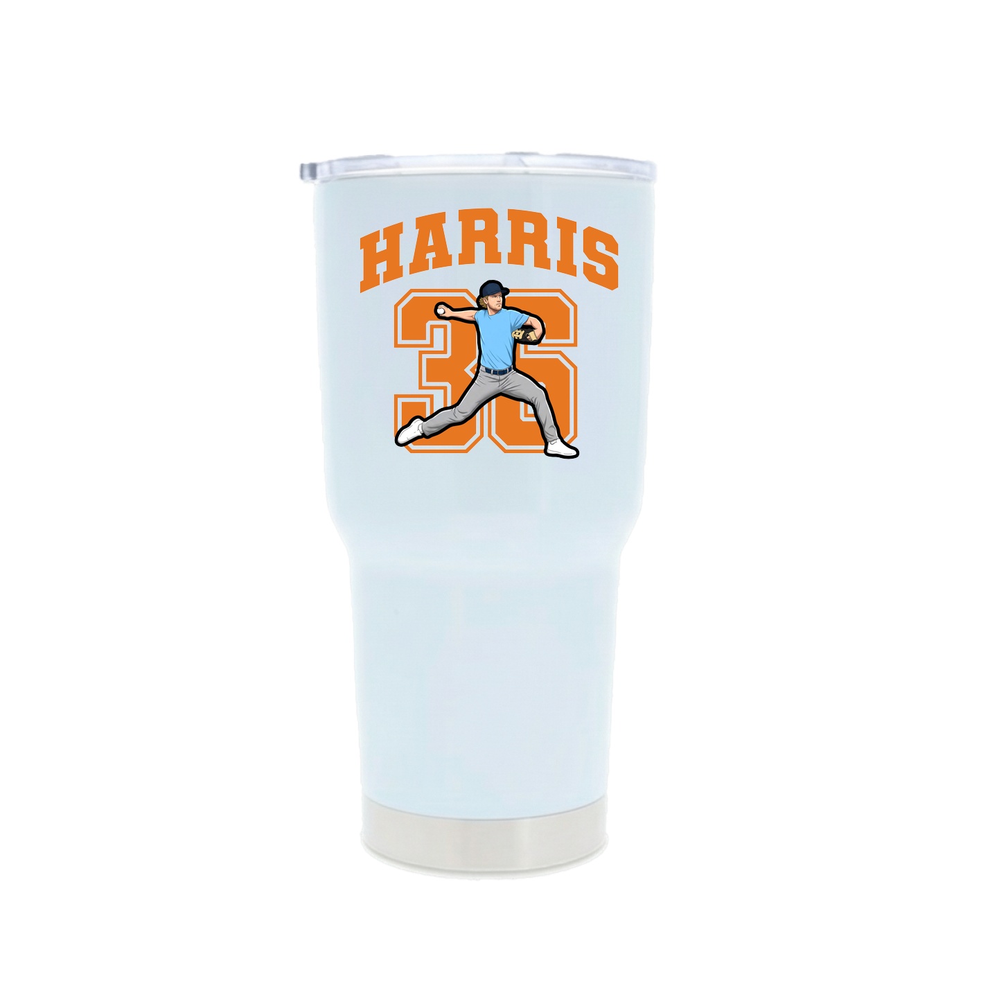 30oz Stainless Steel Tumbler — Number in White