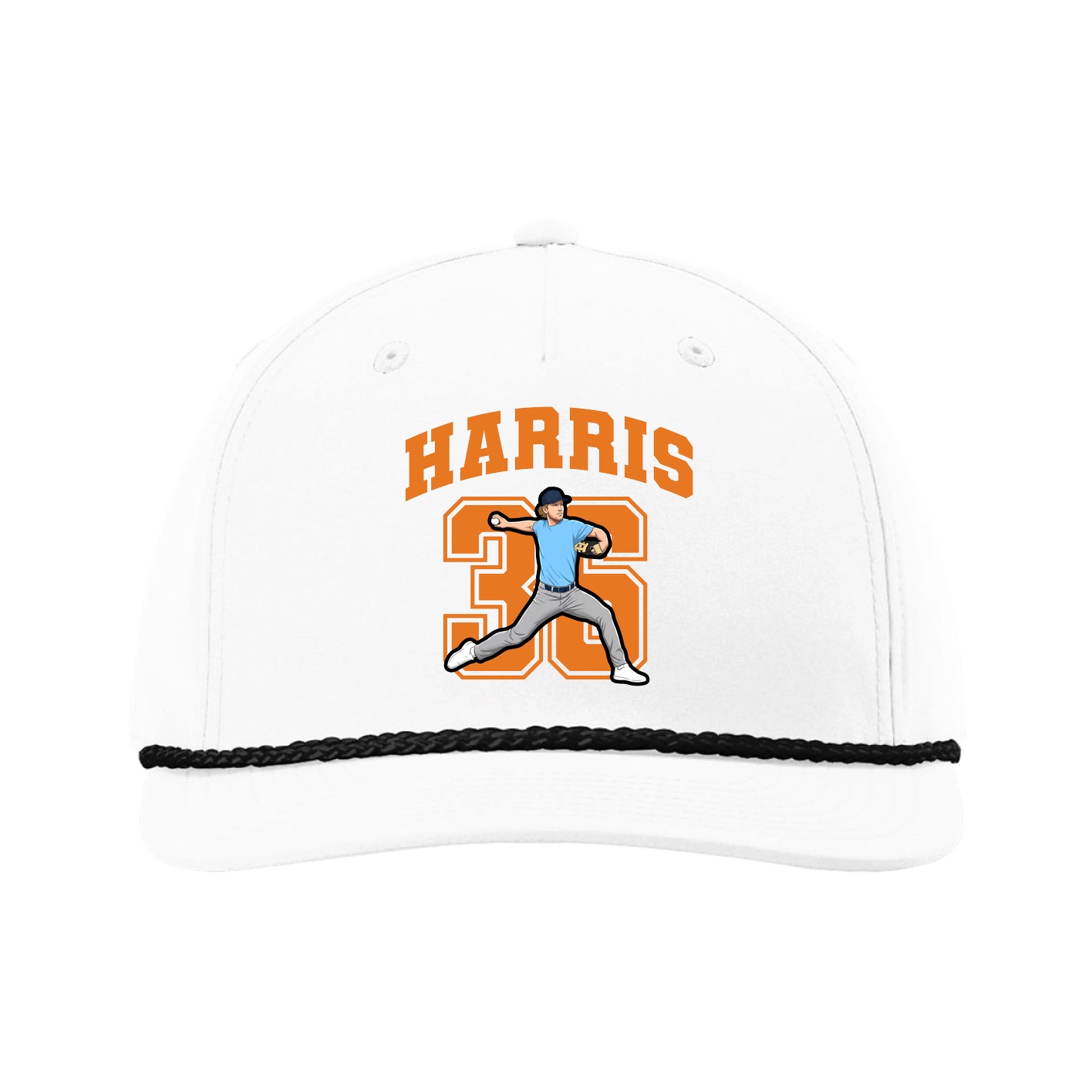 Five-Panel Classic Rope Cap — Number in White