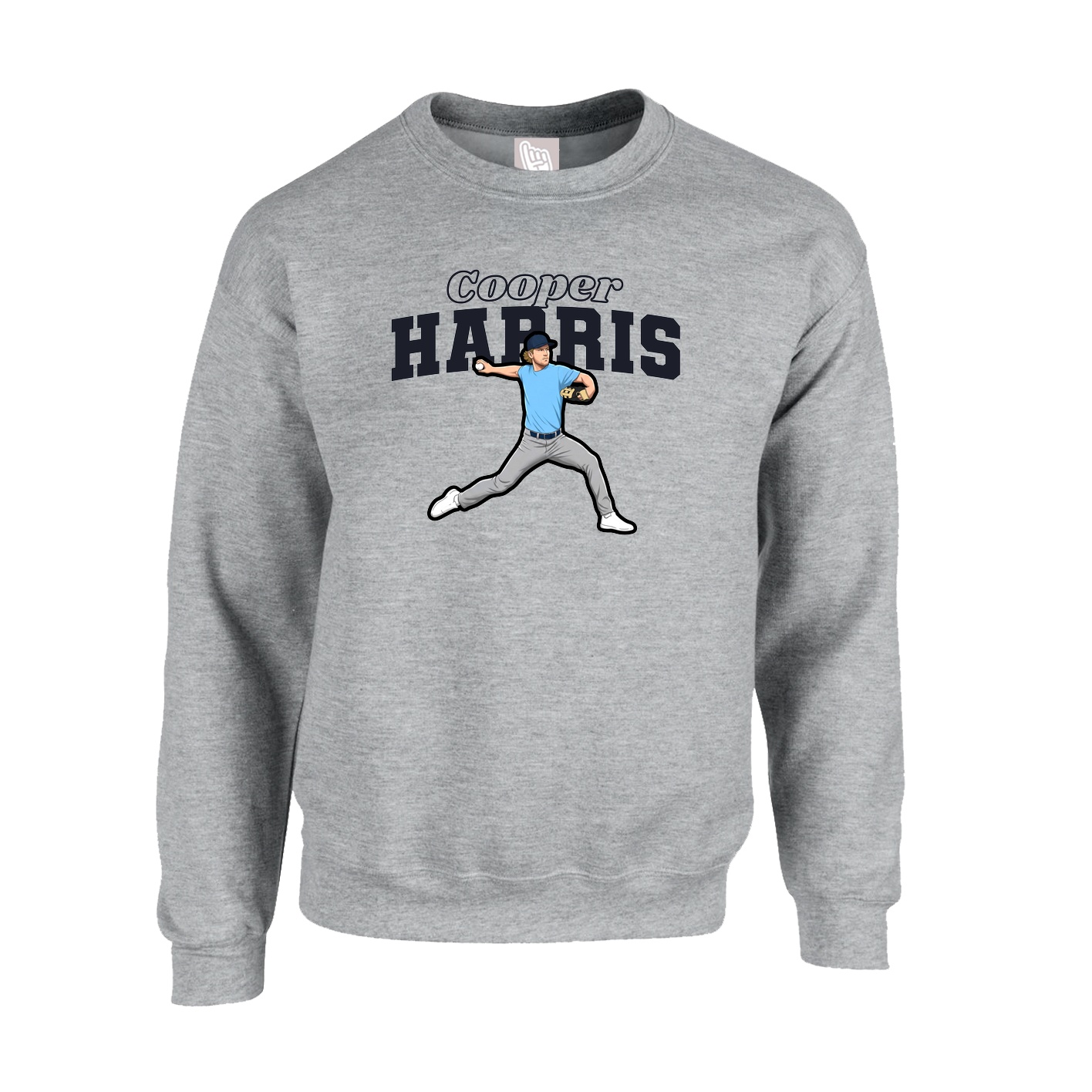 Fleece Crew — Name Arch in Grey