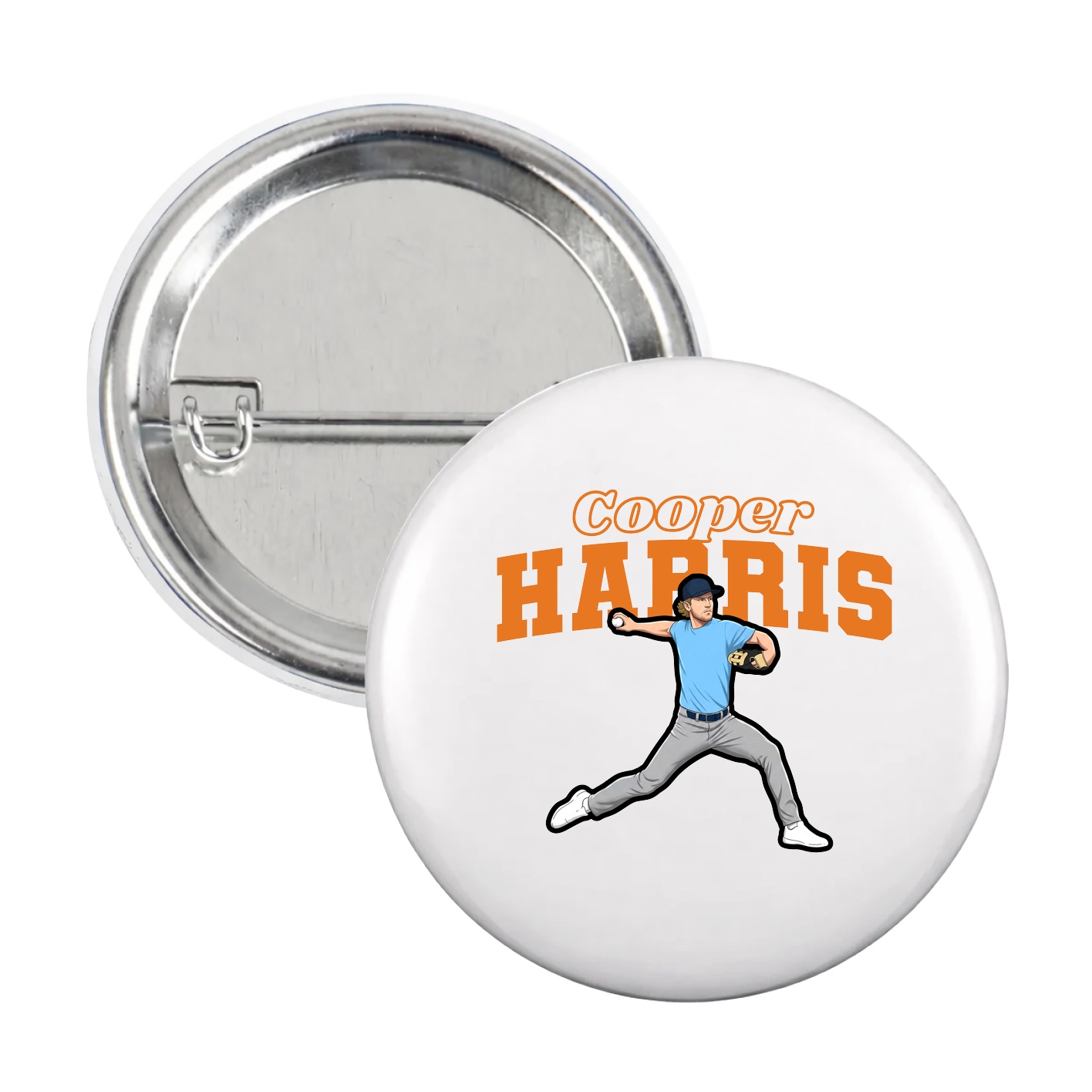 Game Day Button — Name Arch in White