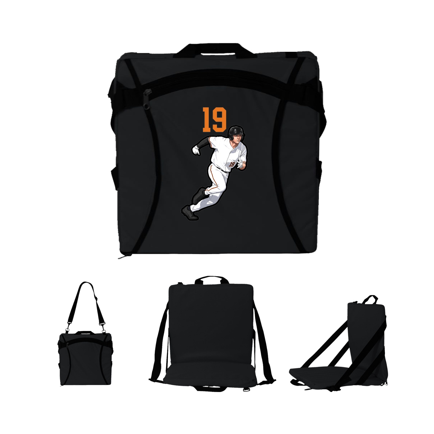 Folding Stadium Seat — Number Top in Black