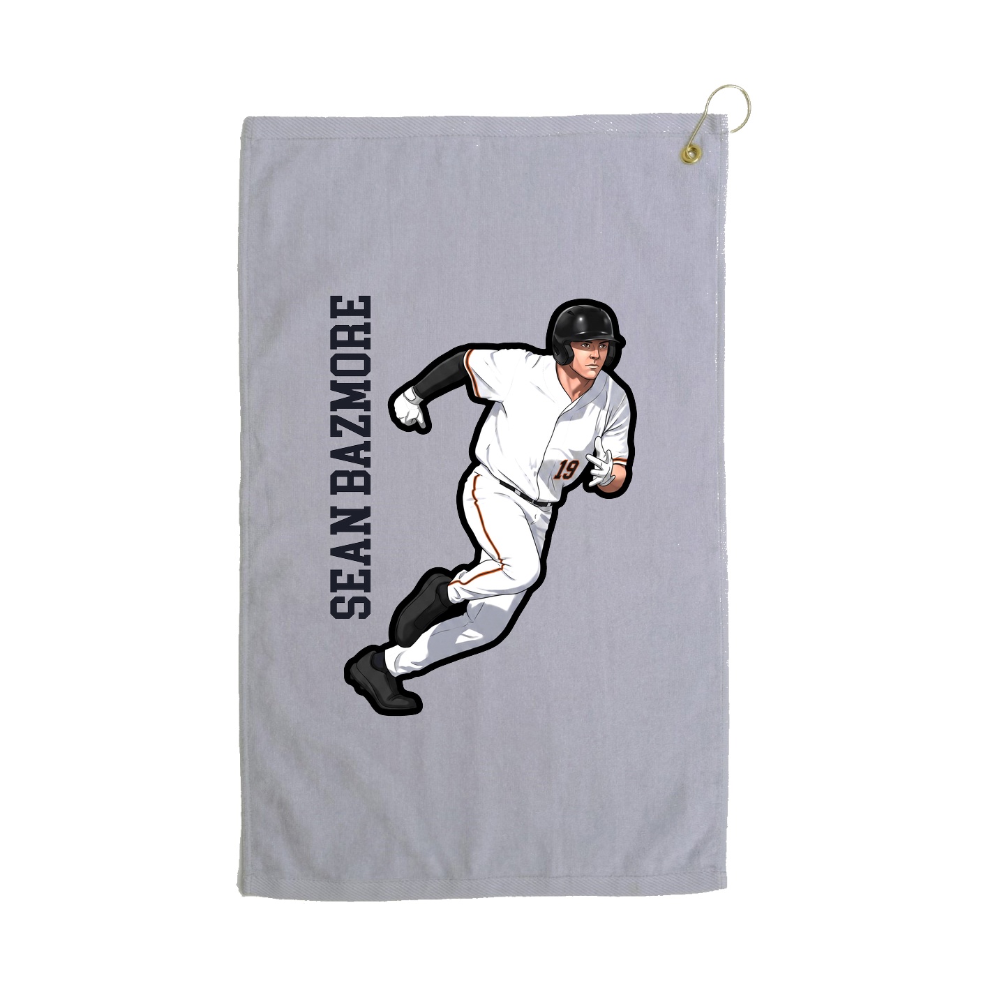 Golf Towel — Name Vertical in Grey