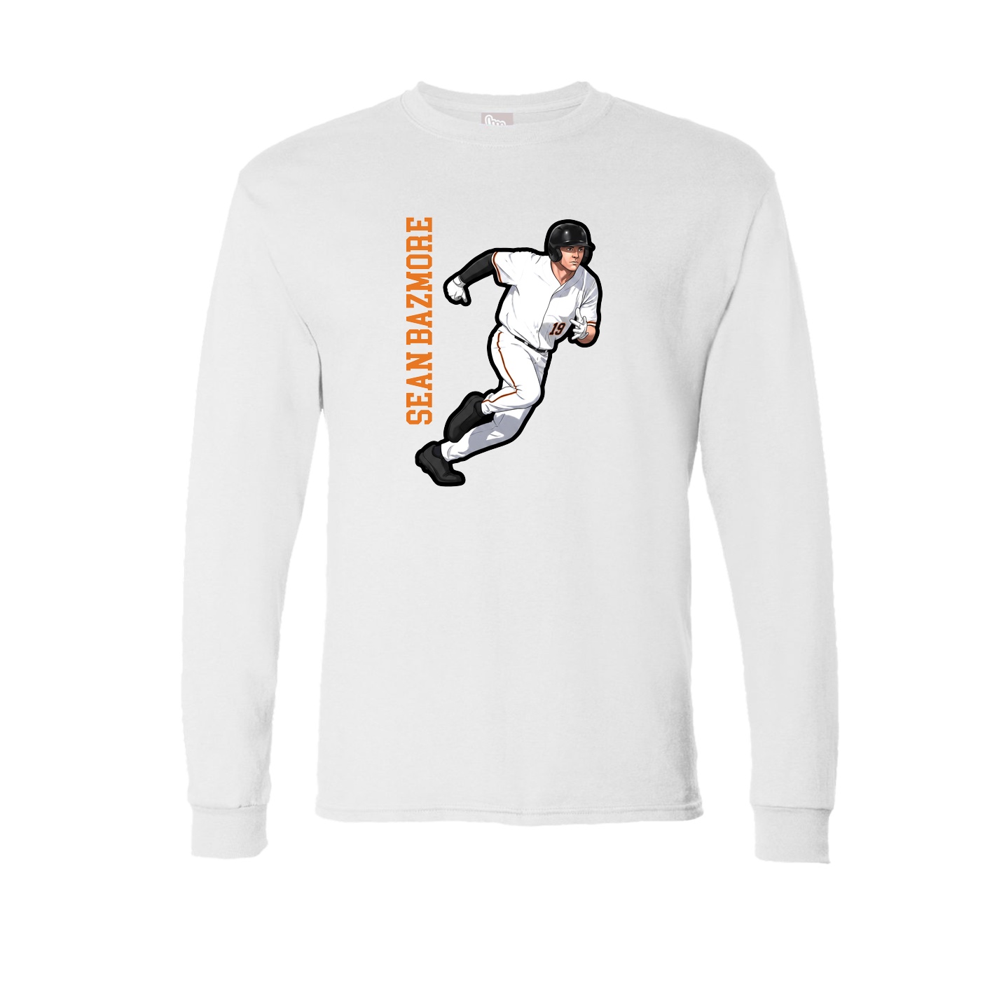 Long Sleeve Tee — Name Vertical in White