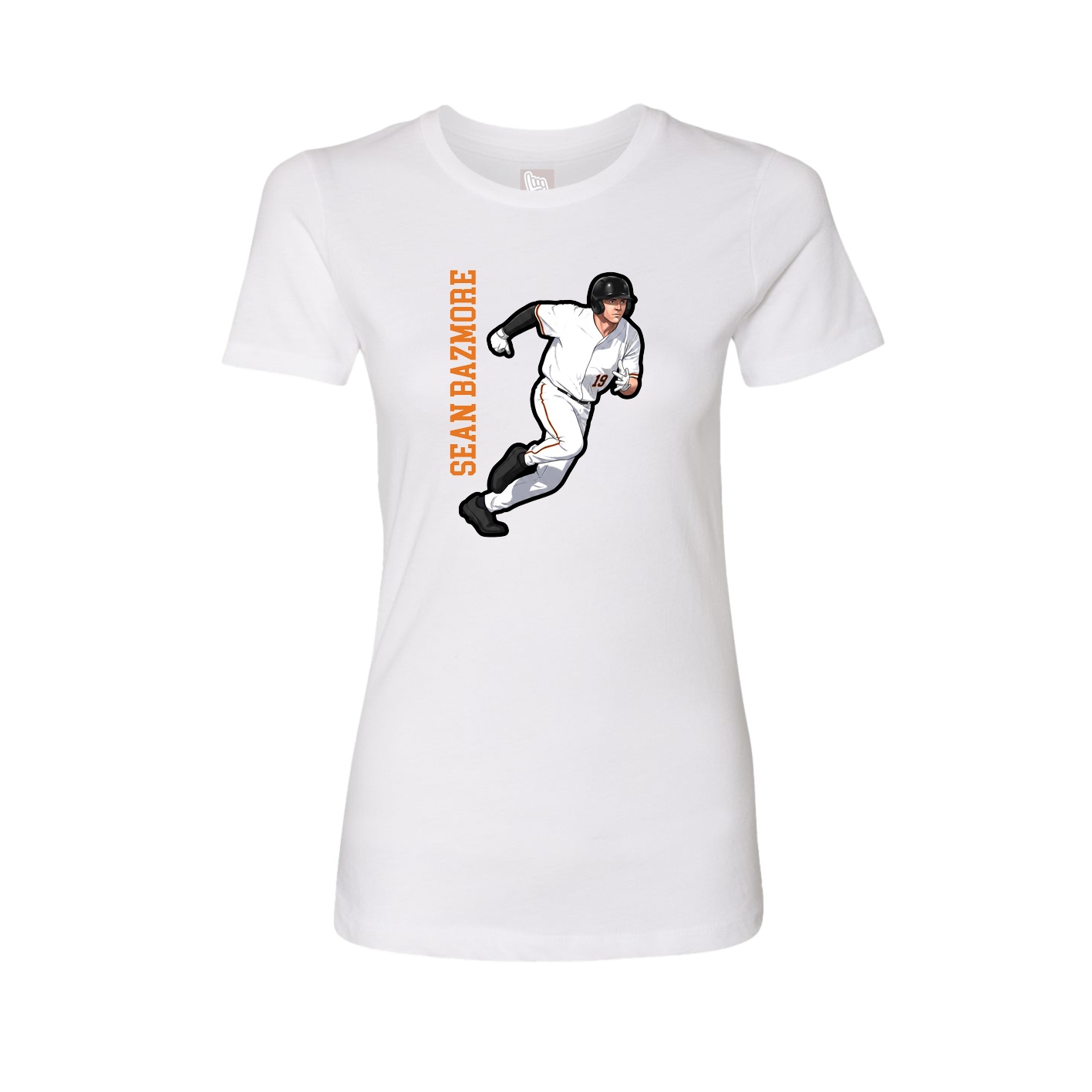 Fitted Women's Tee — Name Vertical in White