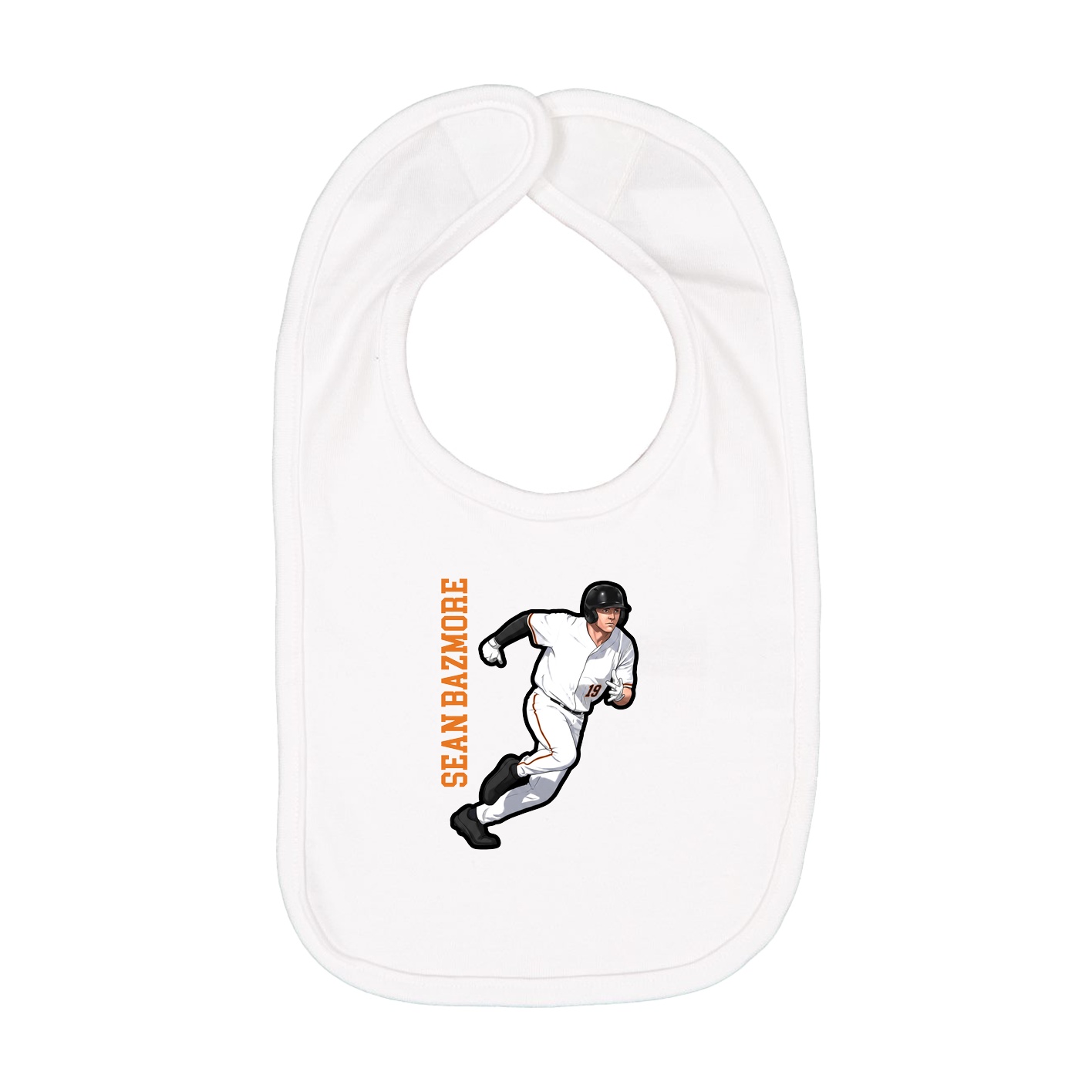 Infant Bib — Name Vertical in White