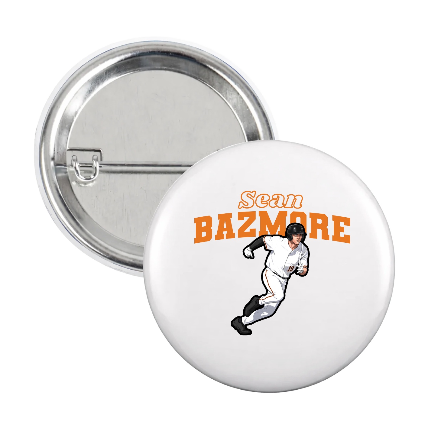 Game Day Button — Name Arch in White