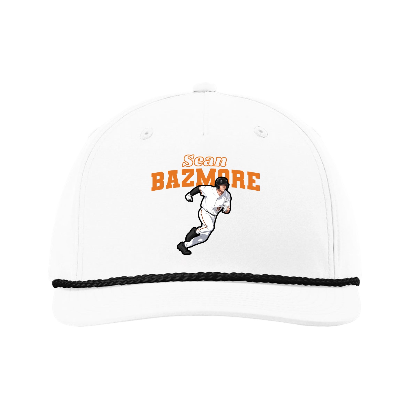 Five-Panel Classic Rope Cap — Name Arch in White