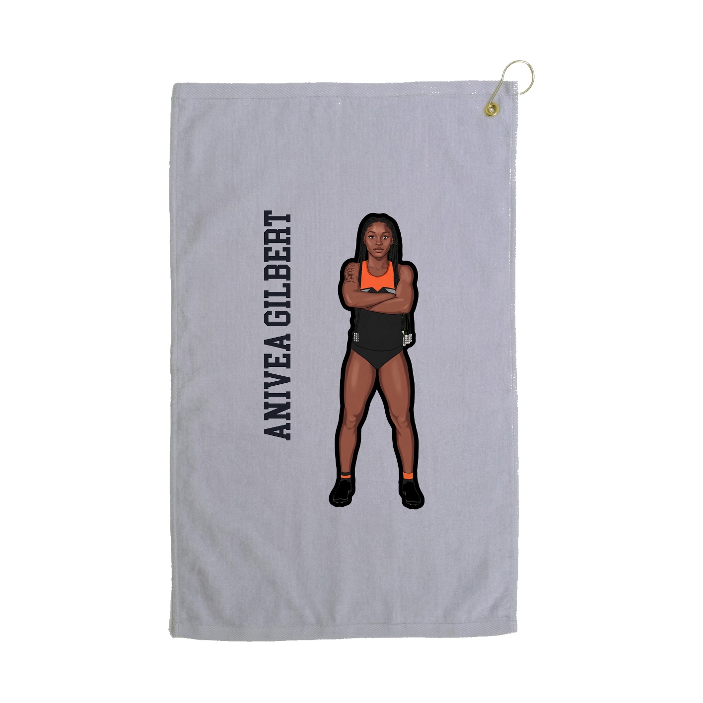 Golf Towel — Name Vertical in Grey