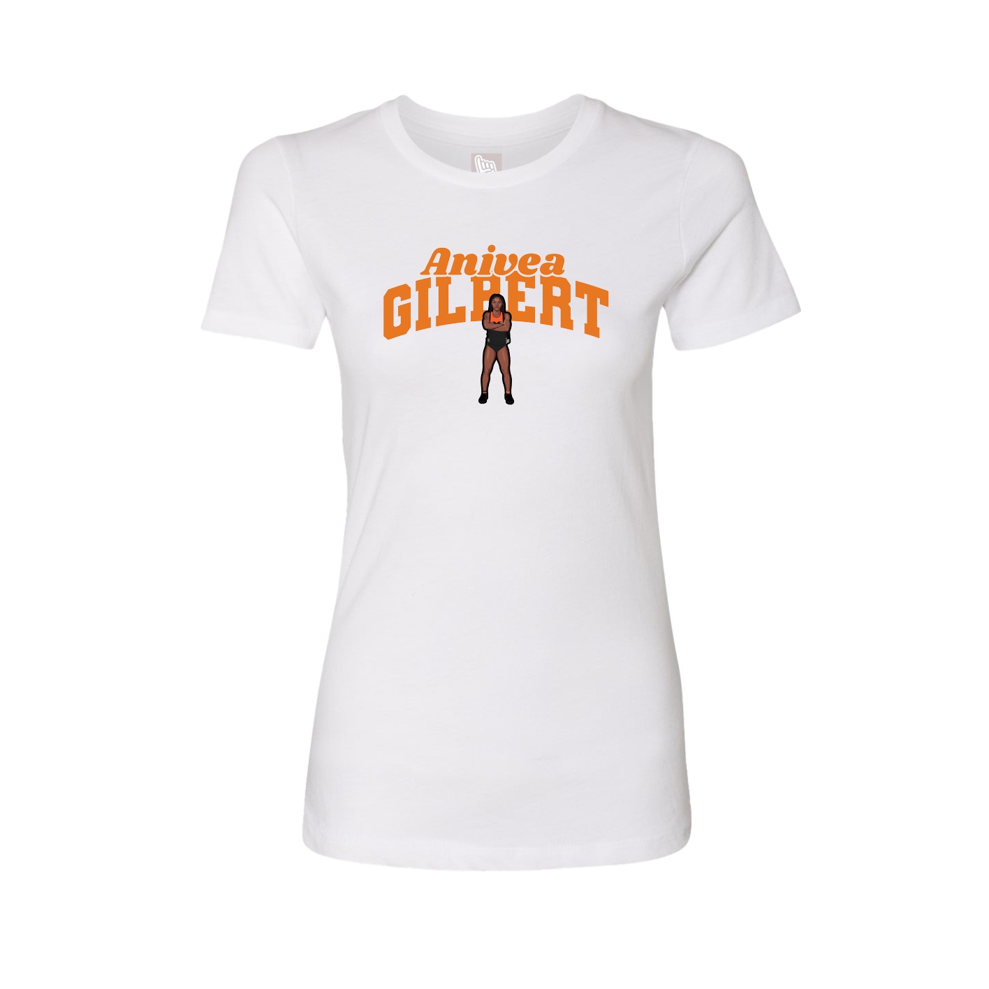 Fitted Women's Tee — Signature Arch in White
