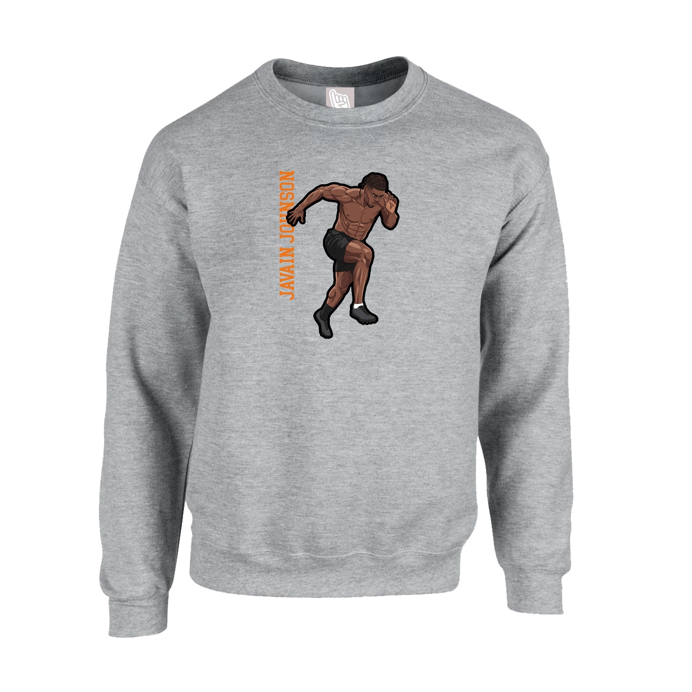 Fleece Crew — Name Vertical in Grey