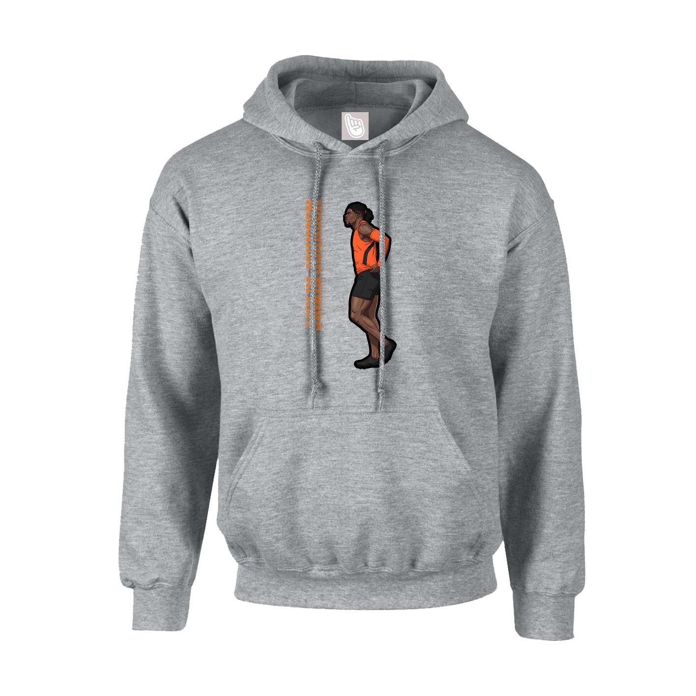 Hoodie — Name Vertical in Grey