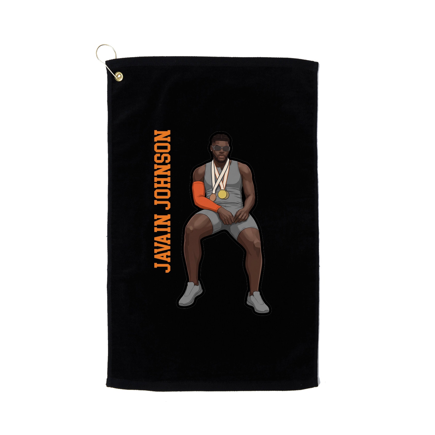 Golf Towel — Name Vertical in Black