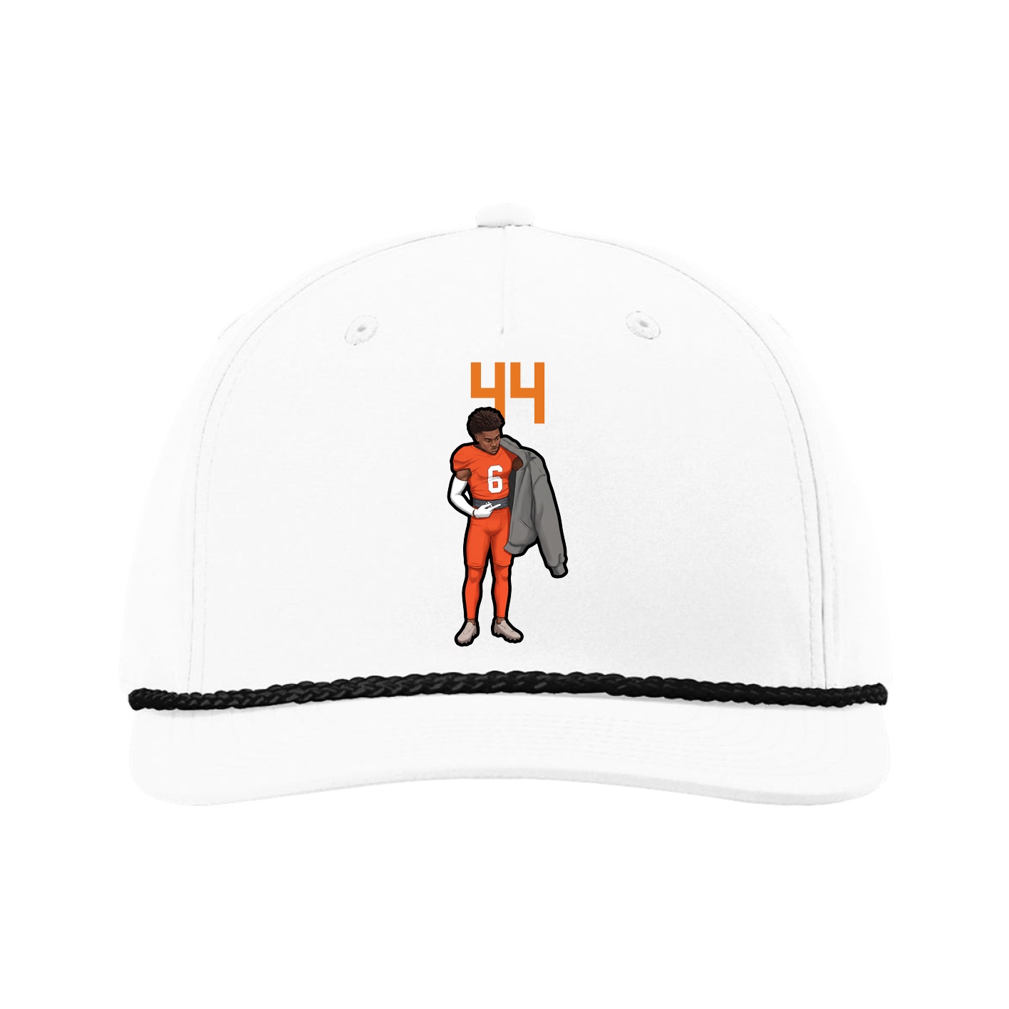 Five-Panel Classic Rope Cap — Number Top in White