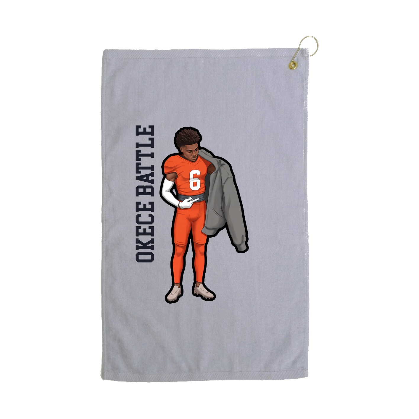 Golf Towel — Name Vertical in Grey