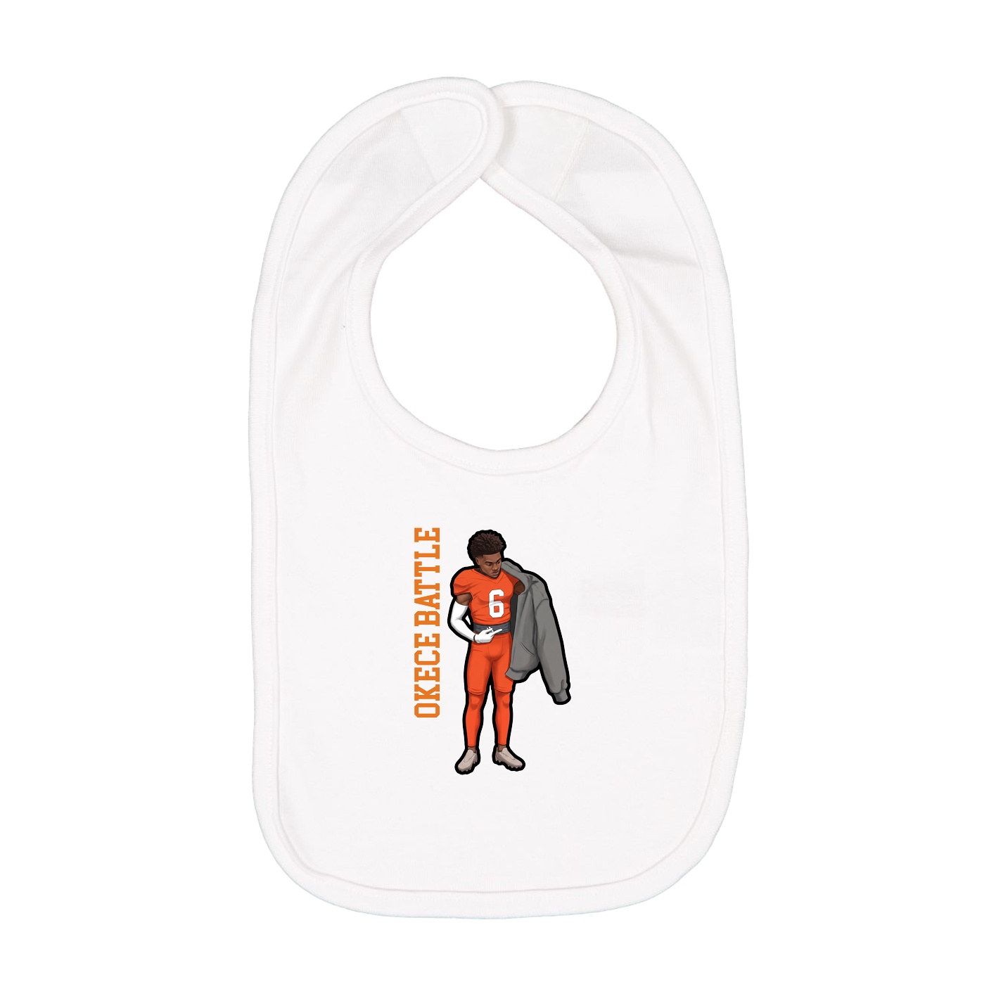 Infant Bib — Name Vertical in White