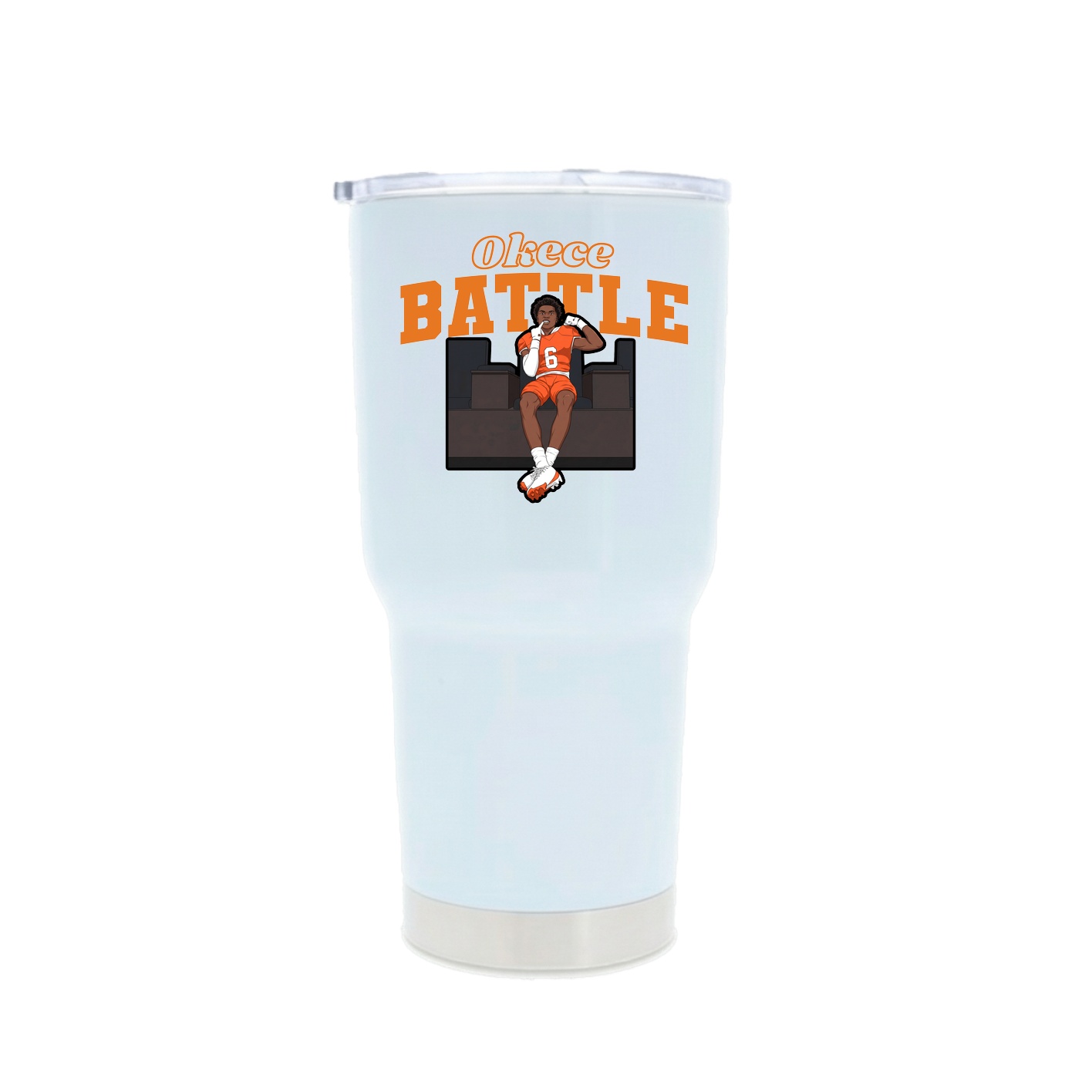 30oz Stainless Steel Tumbler — Name Arch in White
