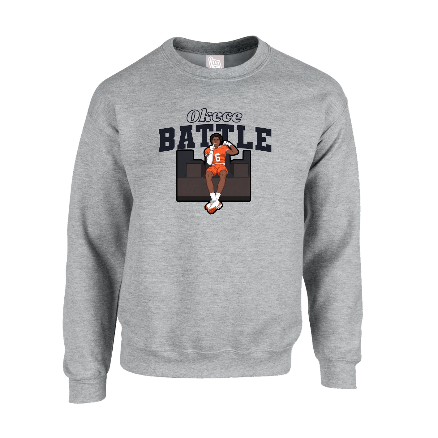Fleece Crew — Name Arch in Grey