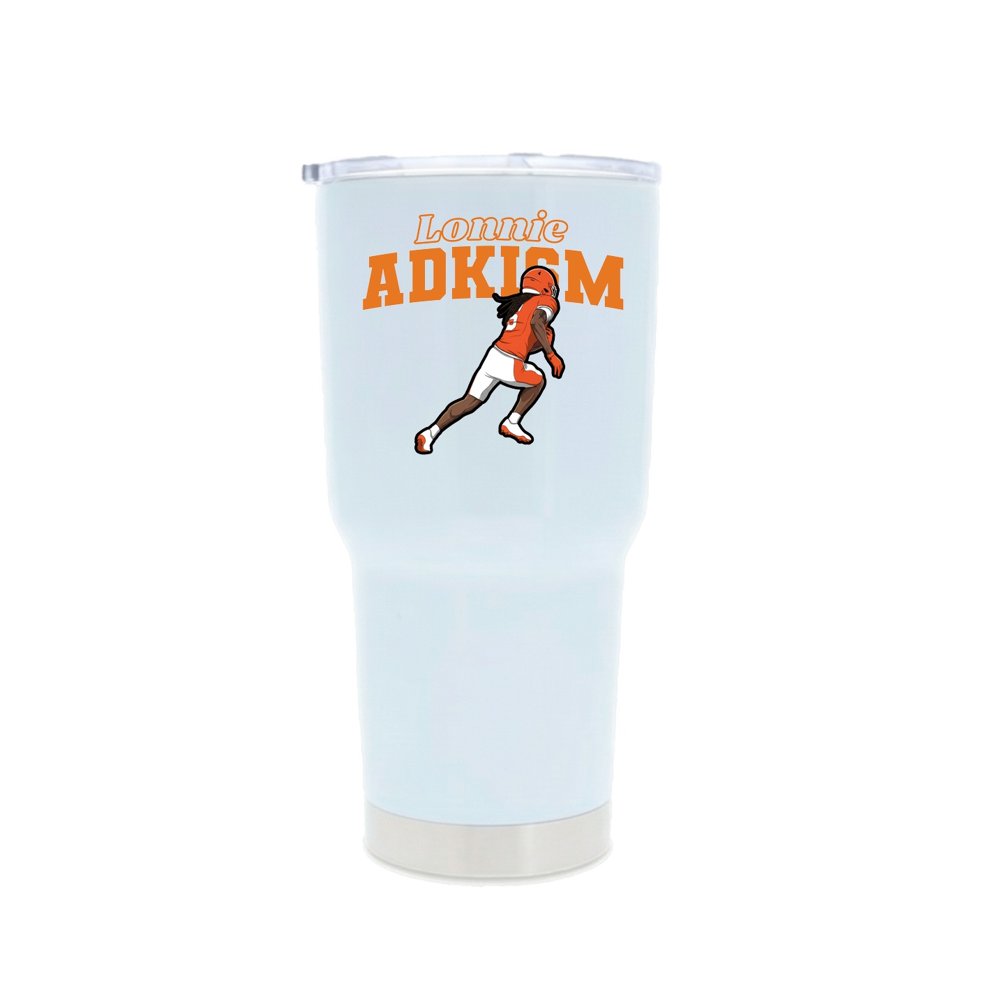 30oz Stainless Steel Tumbler — Name Arch in White