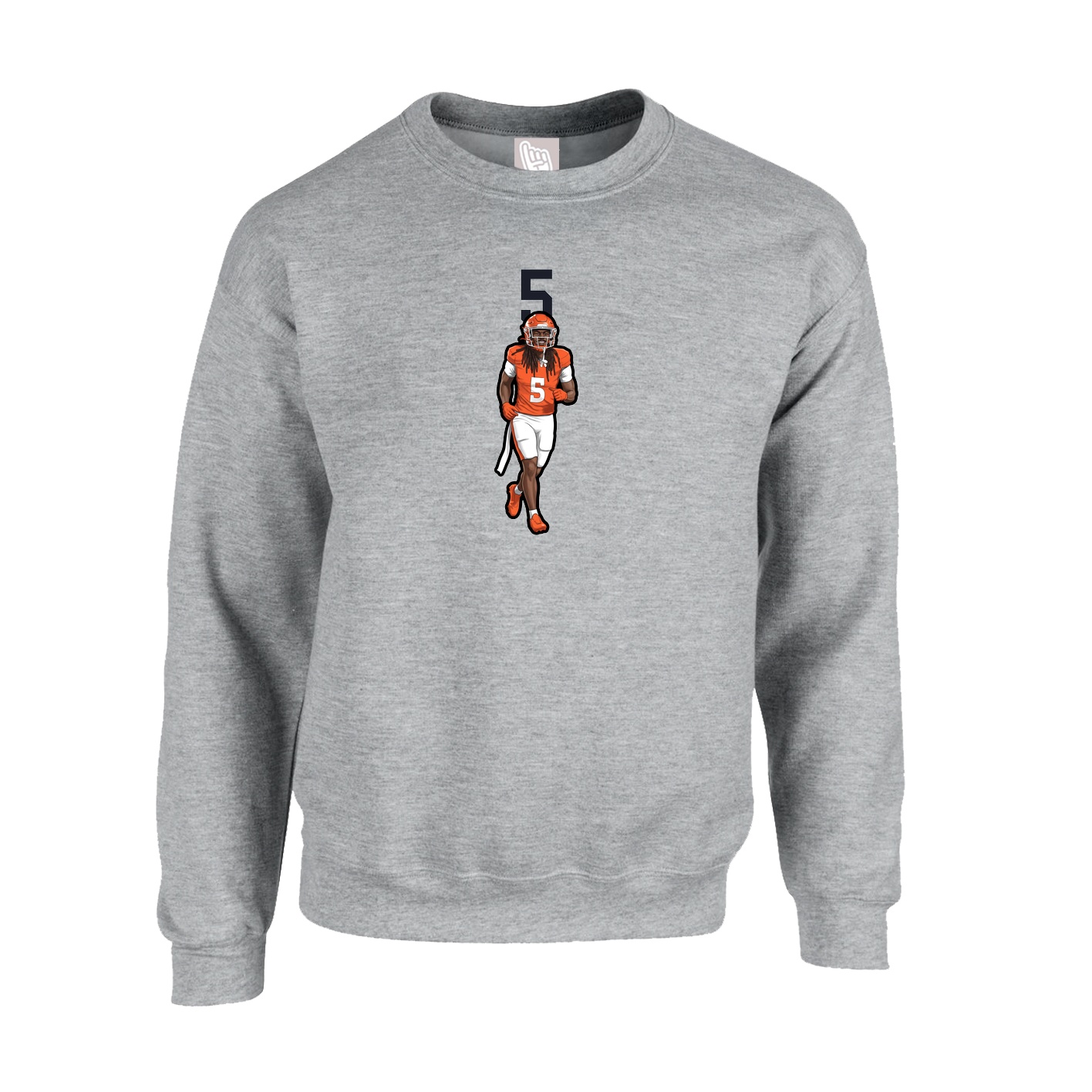Fleece Crew — Number Top in Grey