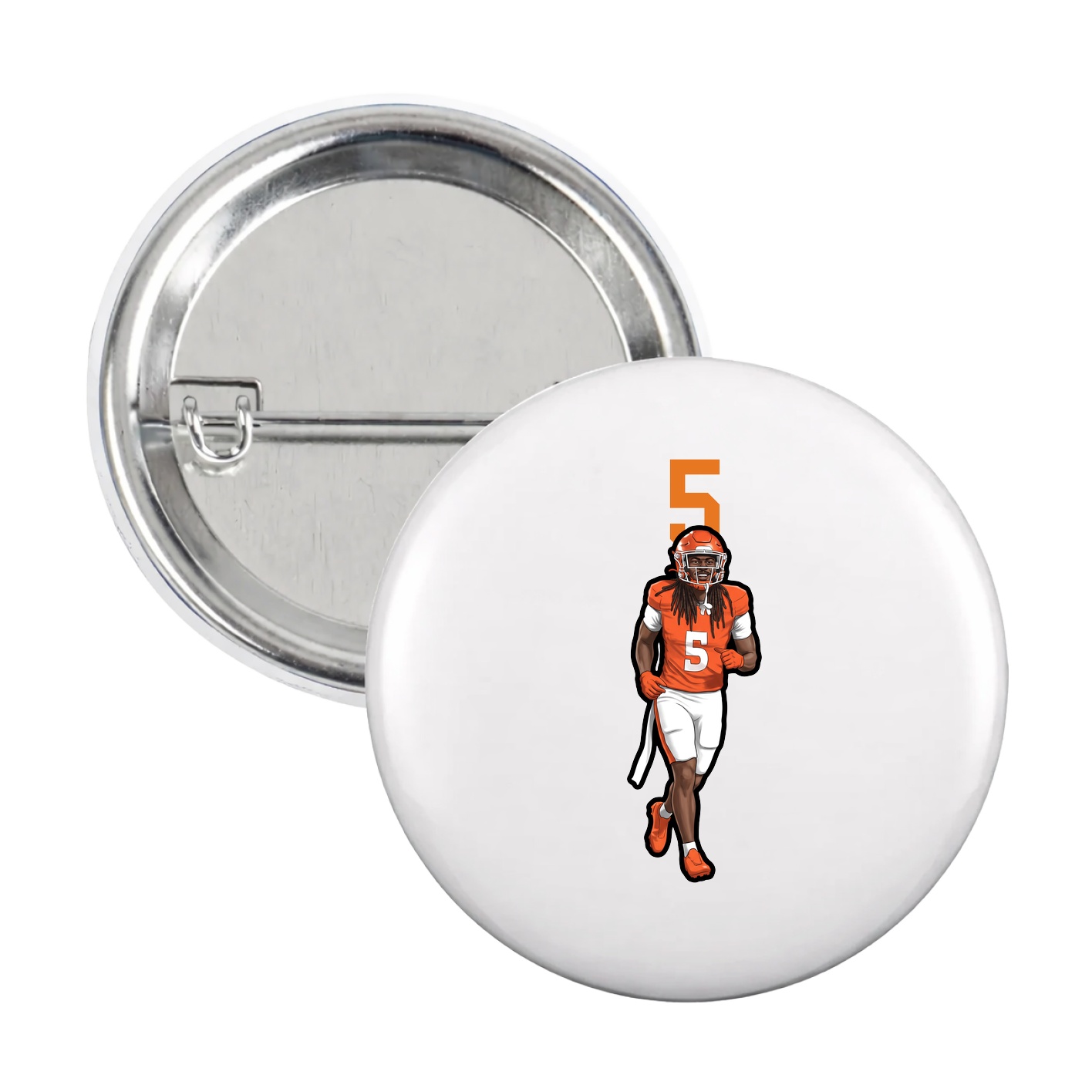 Game Day Button — Number Top in White