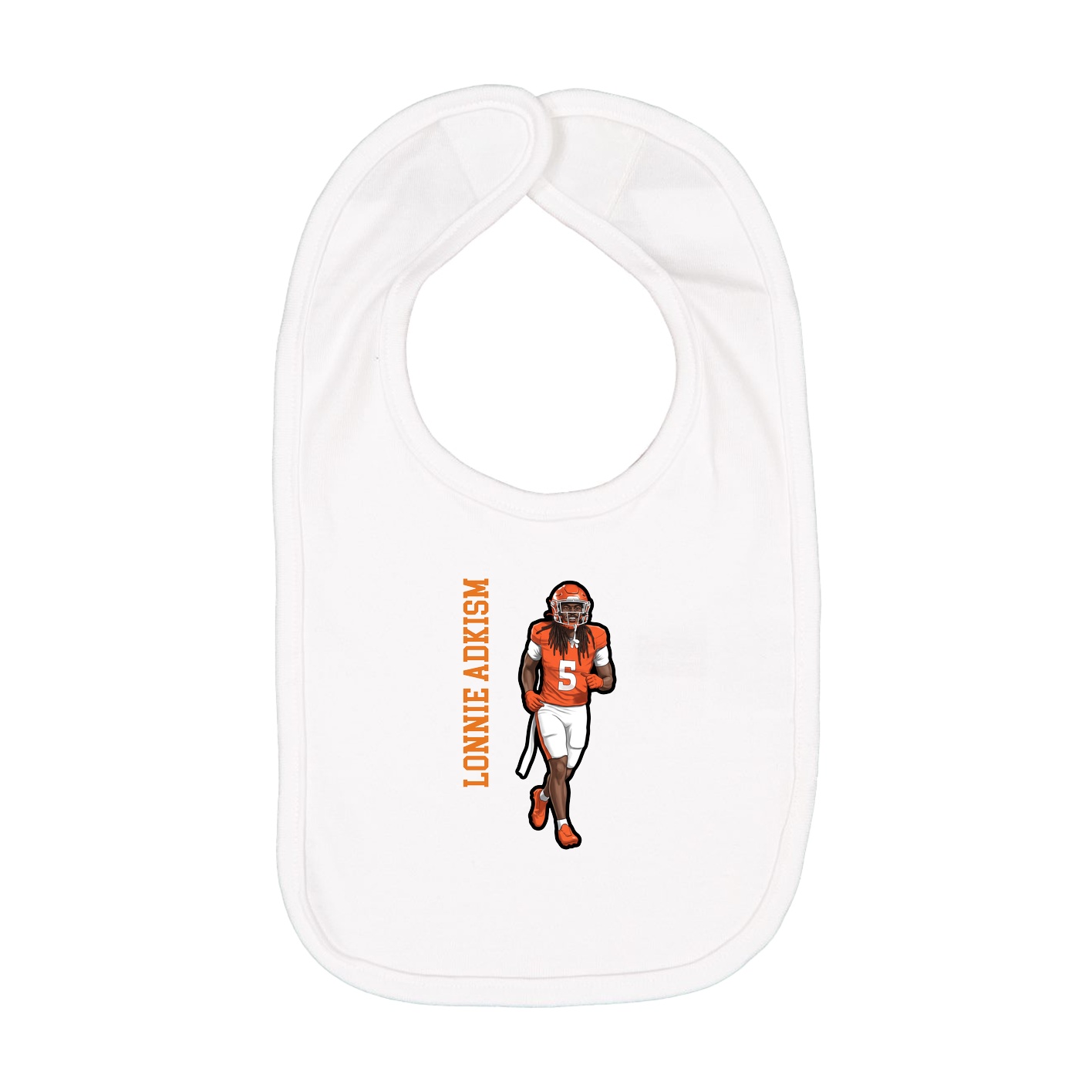 Infant Bib — Name Vertical in White