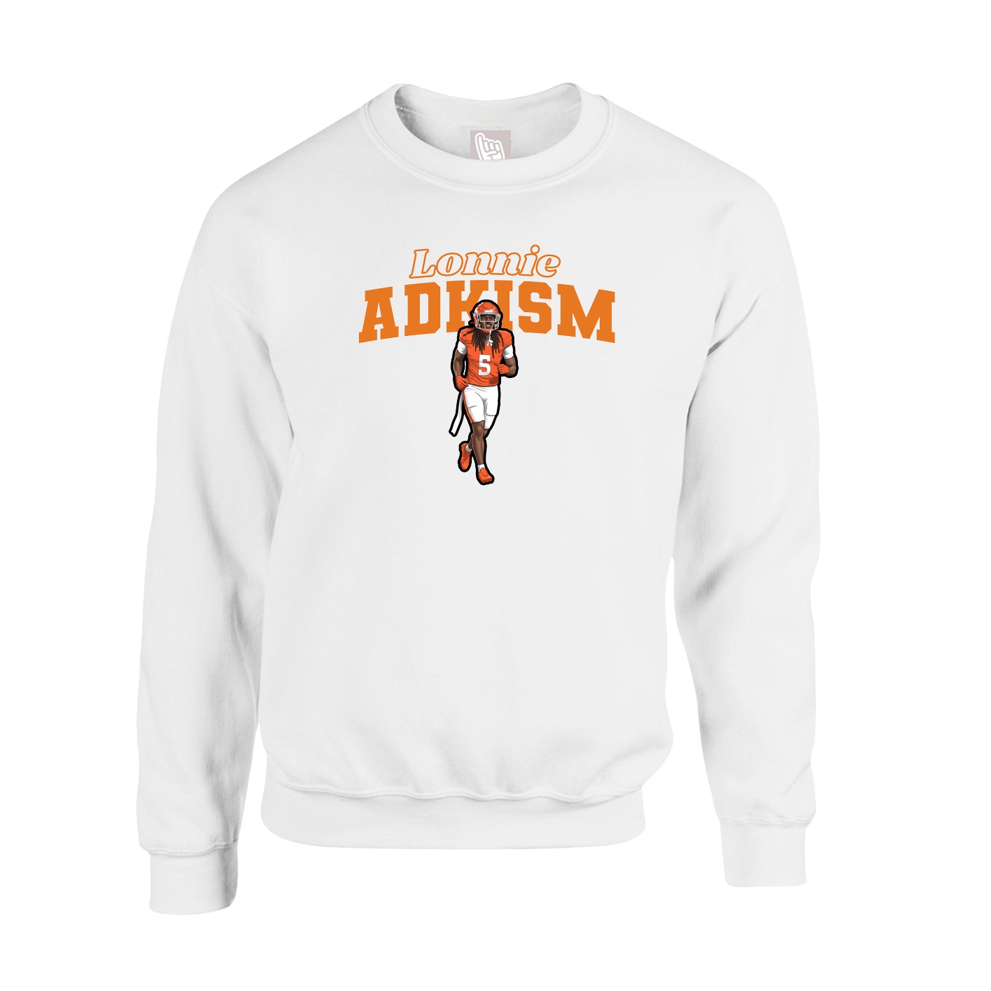 Fleece Crew — Name Arch in White