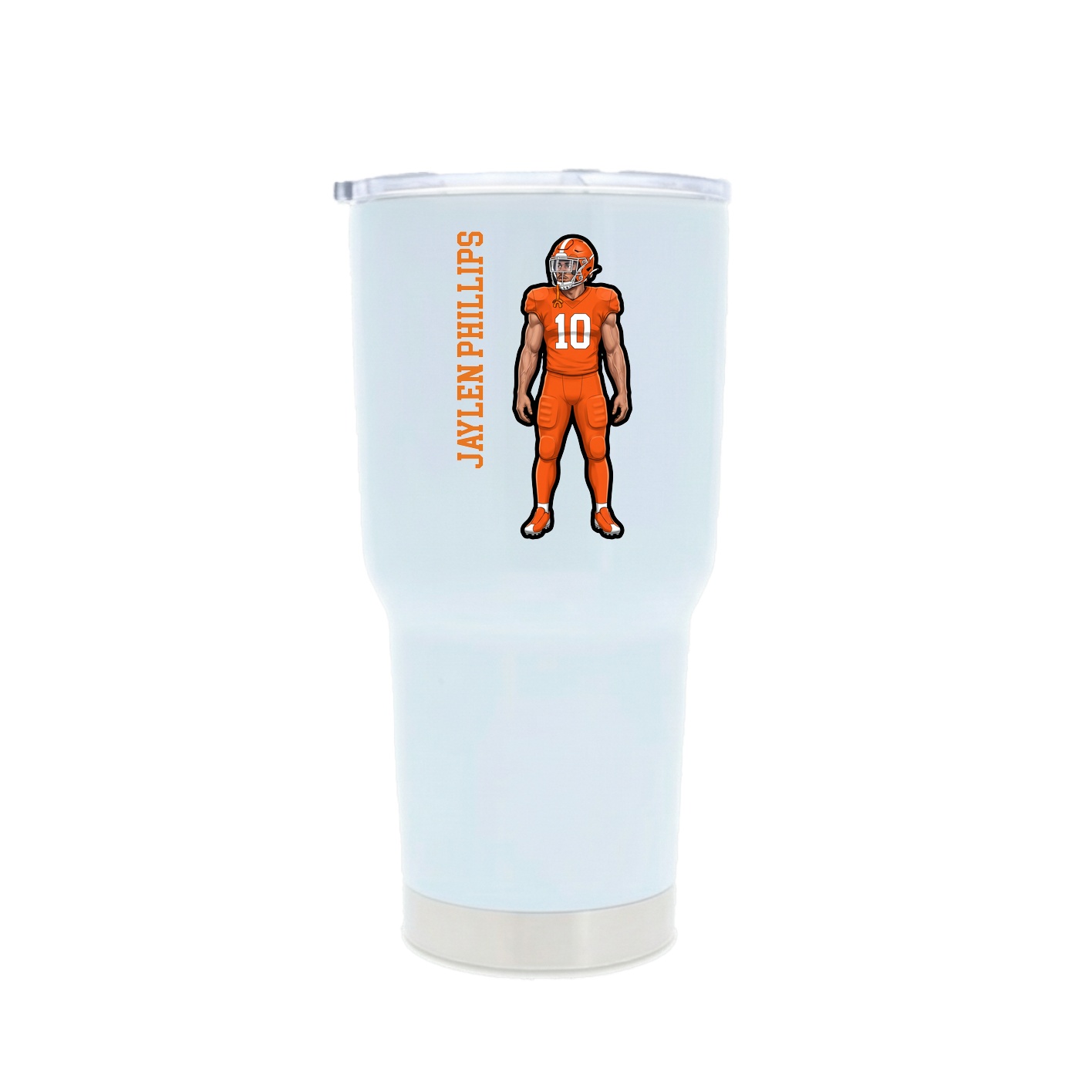 30oz Stainless Steel Tumbler — Name Vertical in White