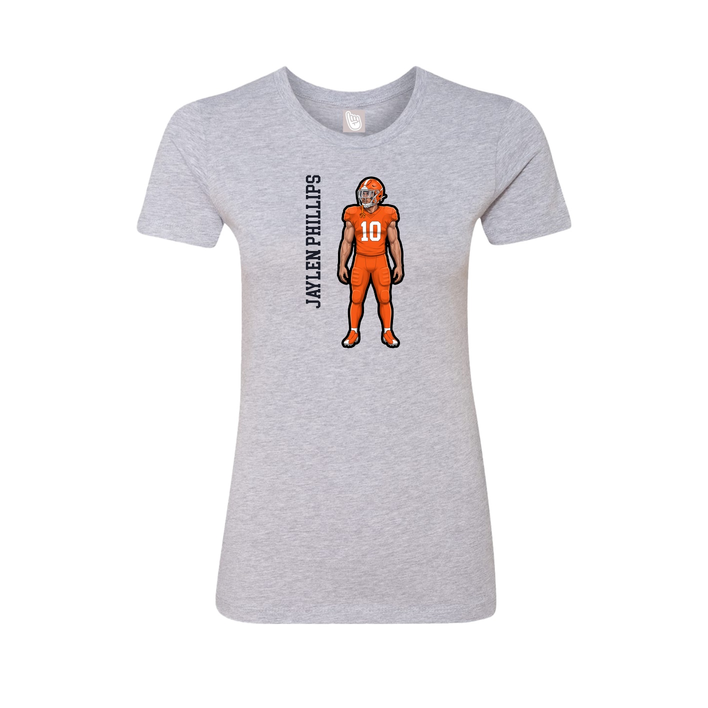 Fitted Women's Tee — Name Vertical in Grey