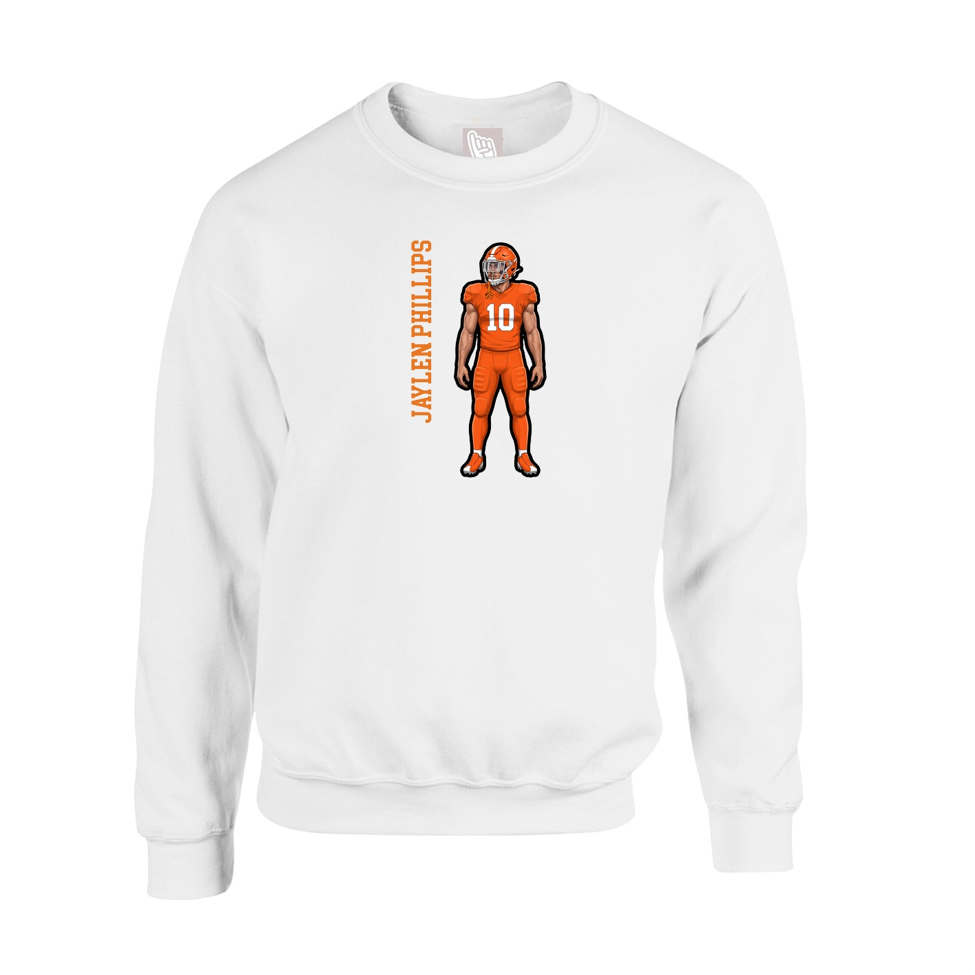 Fleece Crew — Name Vertical in White