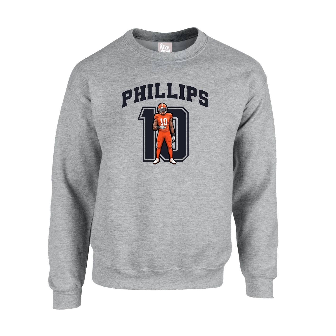 Fleece Crew — Number in Grey