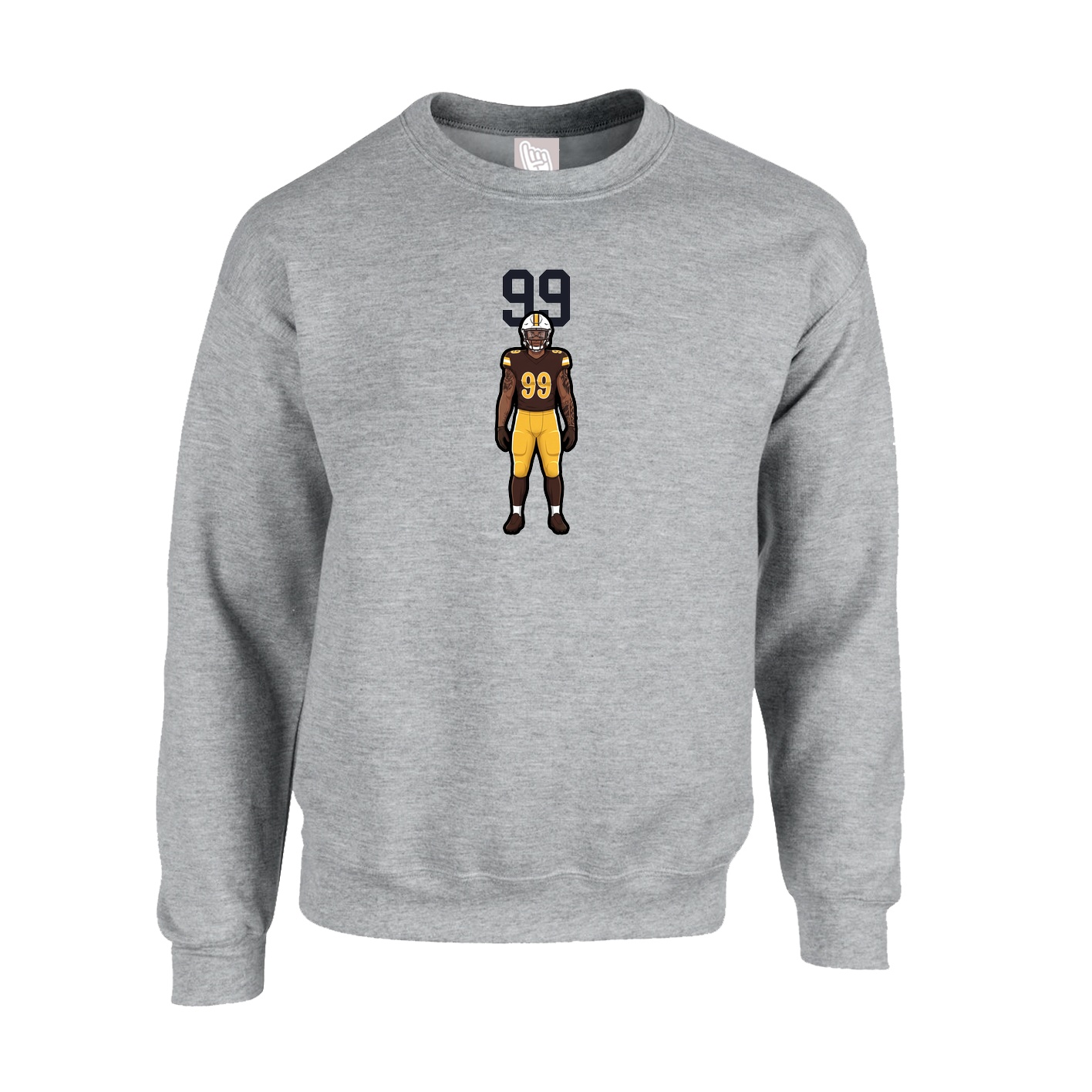 Fleece Crew — Number Top in Grey