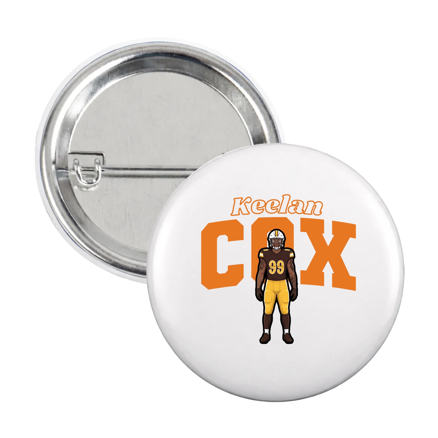 Game Day Button — Name Arch in White