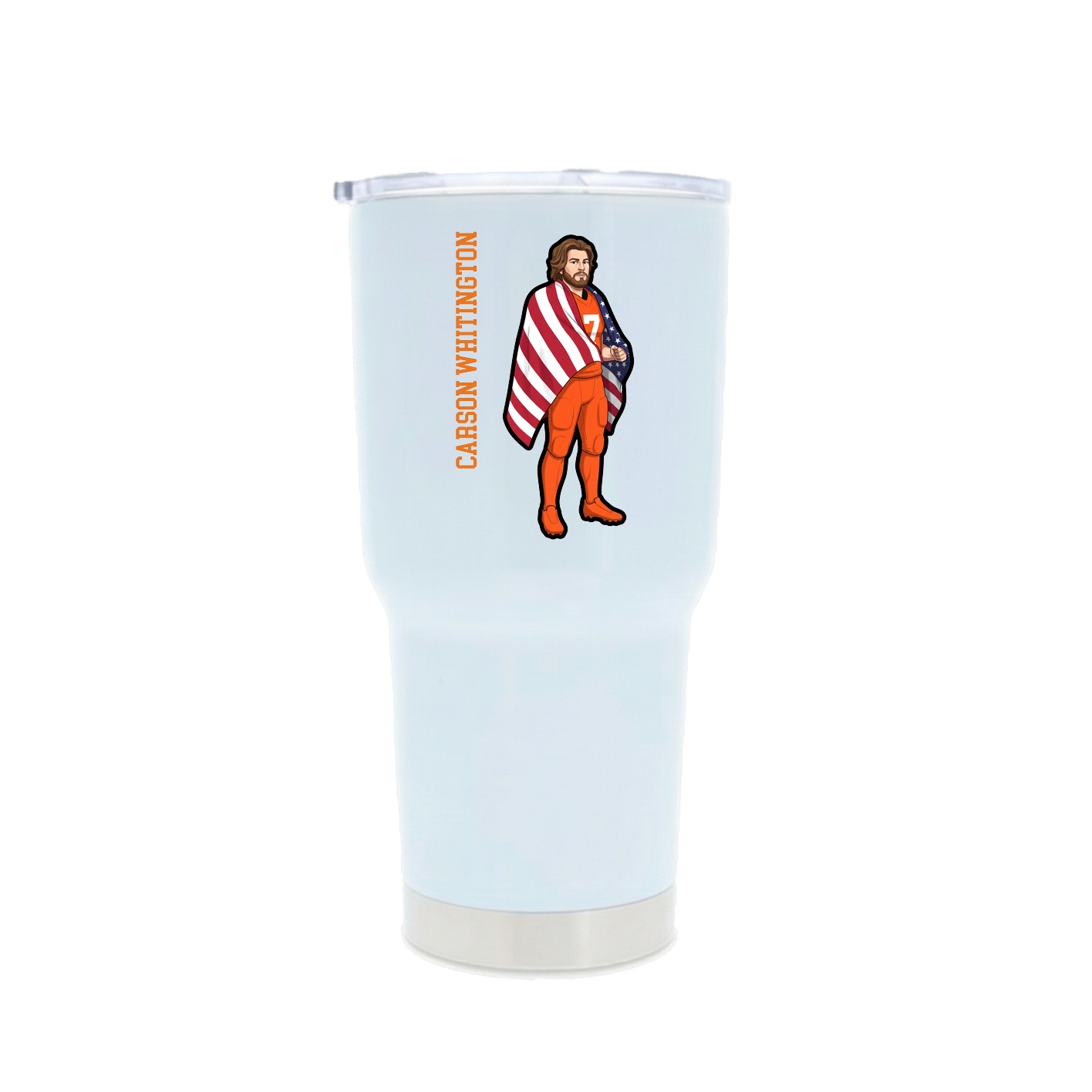 30oz Stainless Steel Tumbler — Name Vertical in White