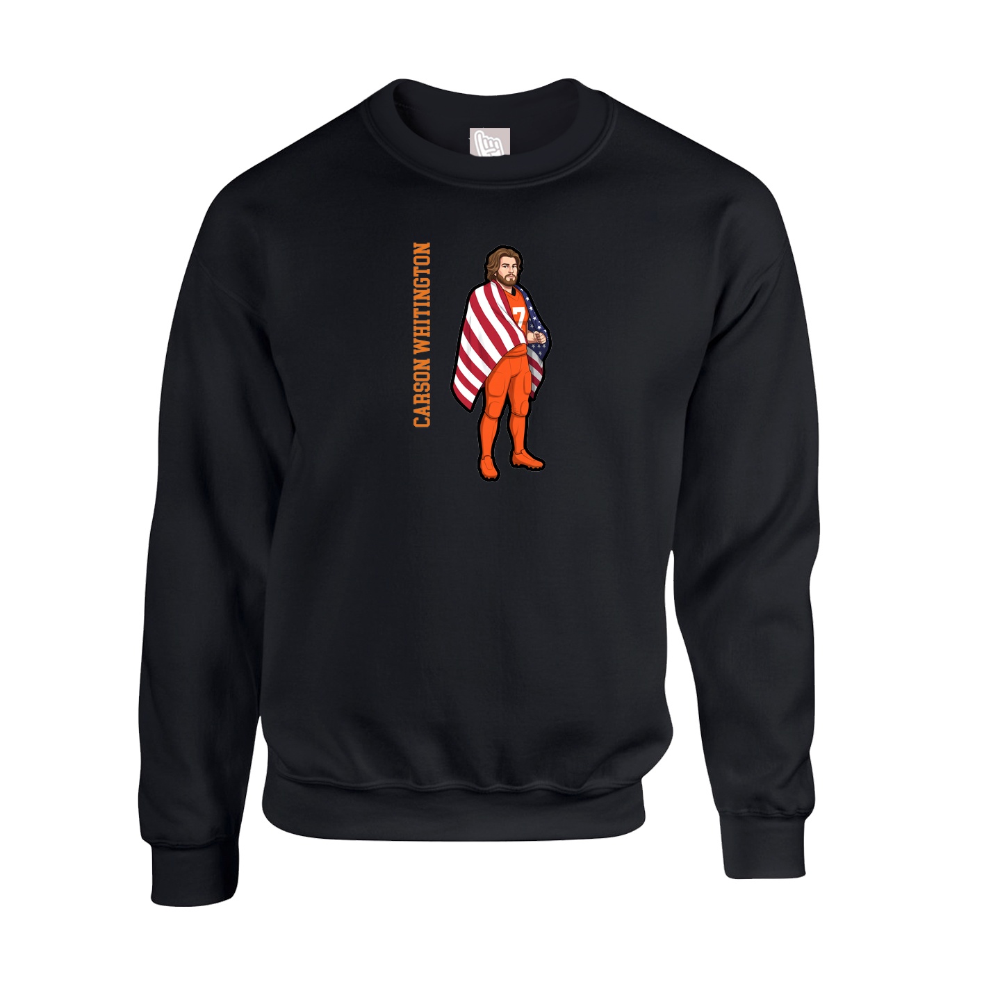 Fleece Crew — Name Vertical in Black