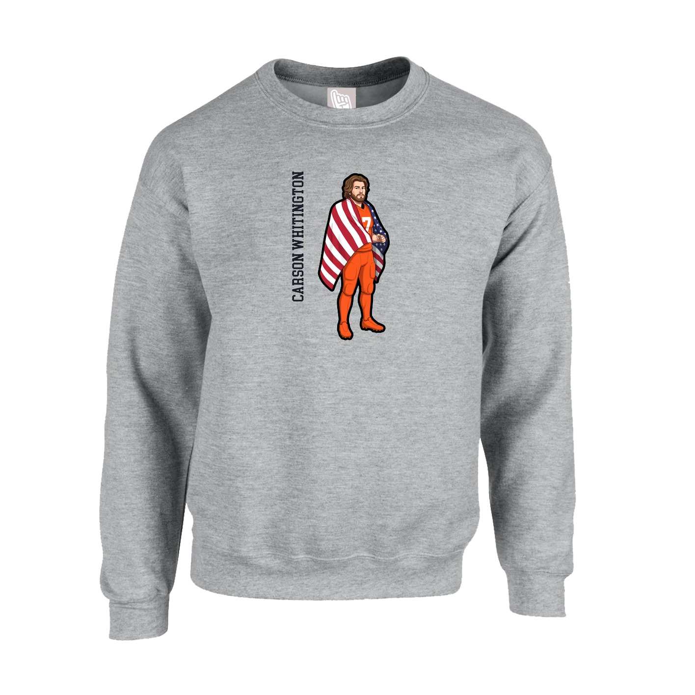 Fleece Crew — Name Vertical in Grey