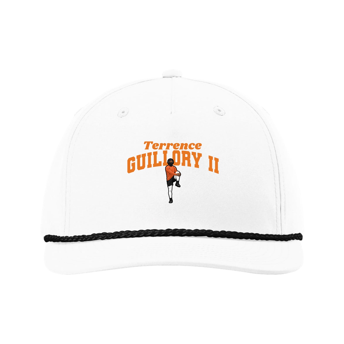 Five-Panel Classic Rope Cap — Signature Arch in White