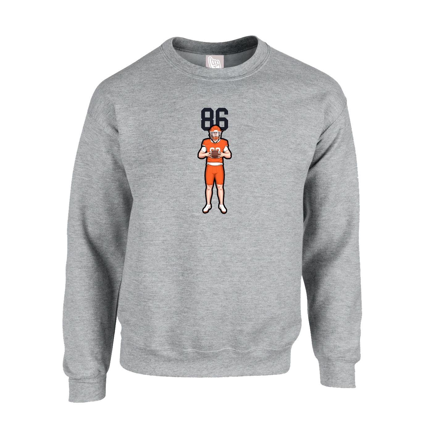 Fleece Crew — Number Top in Grey