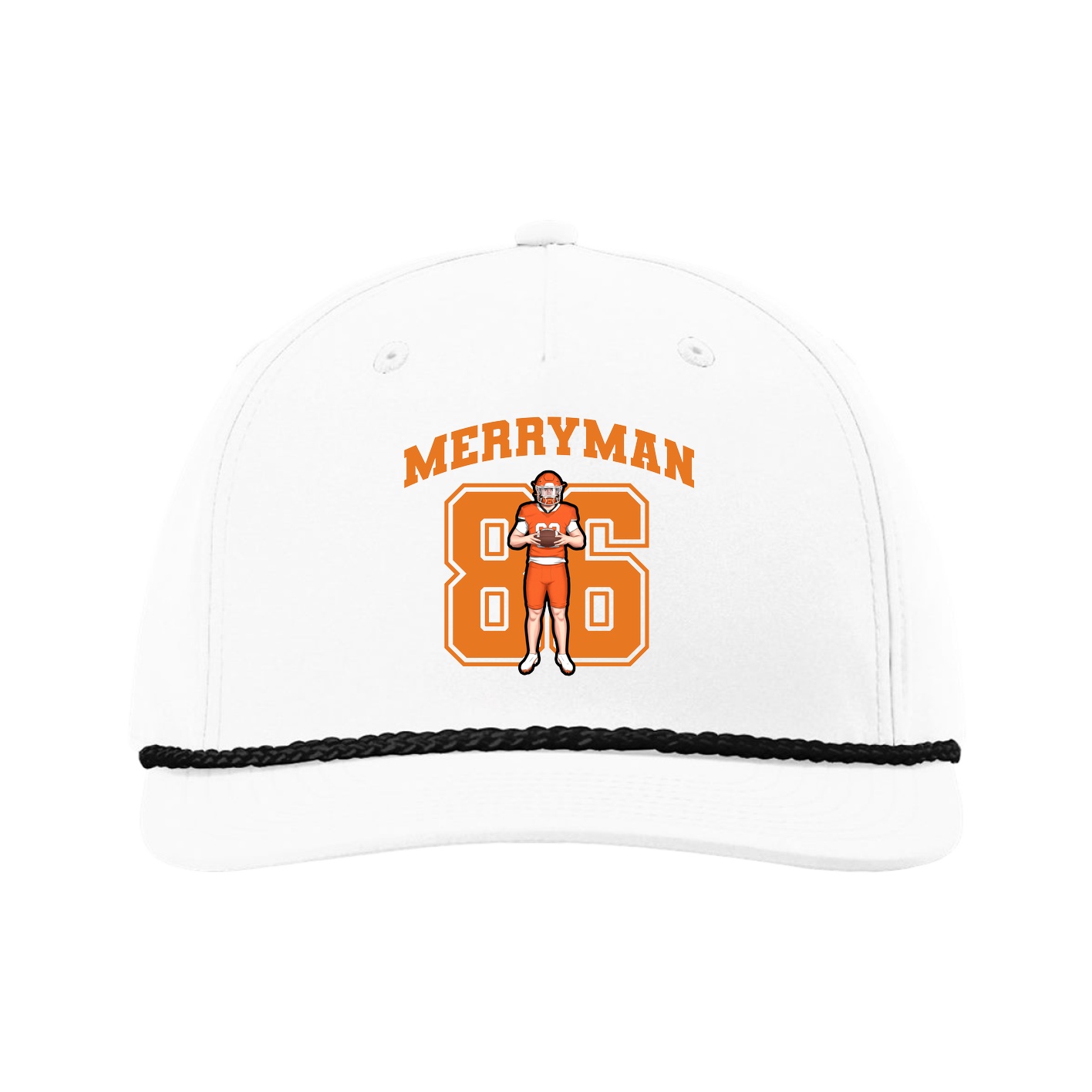 Five-Panel Classic Rope Cap — Number in White