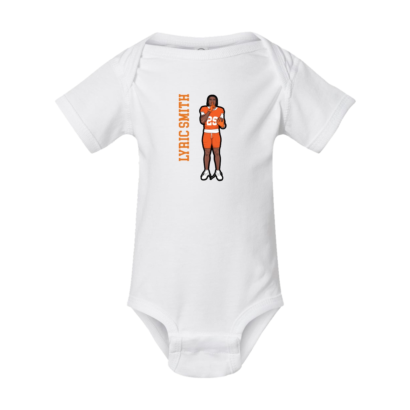 Baby Onesie — Name Vertical in White