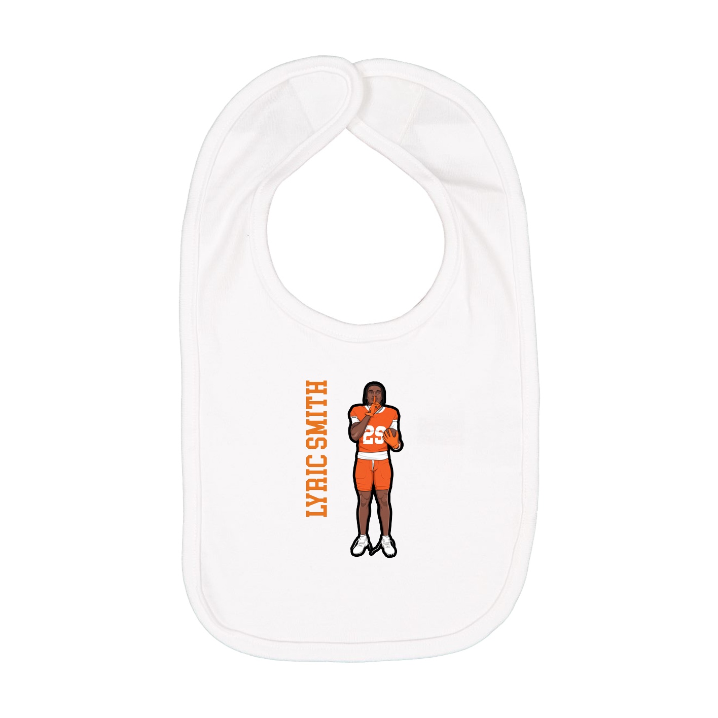Infant Bib — Name Vertical in White