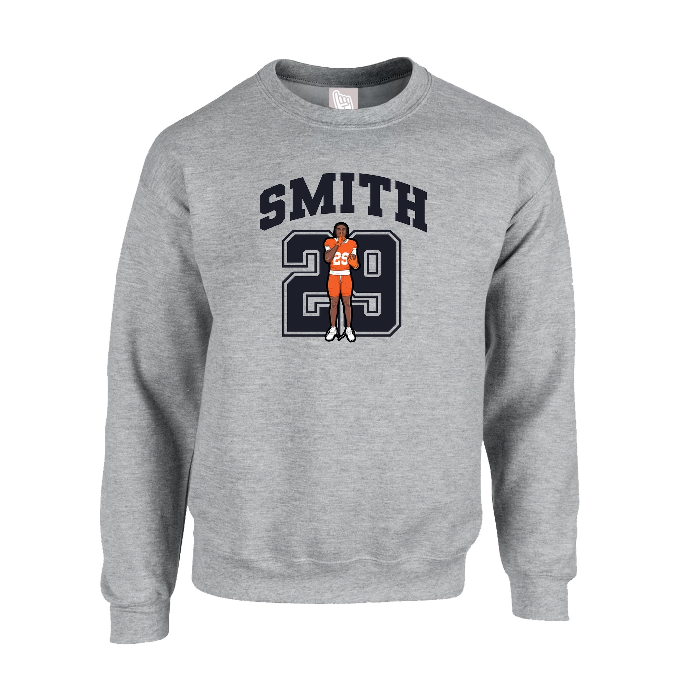 Fleece Crew — Number in Grey