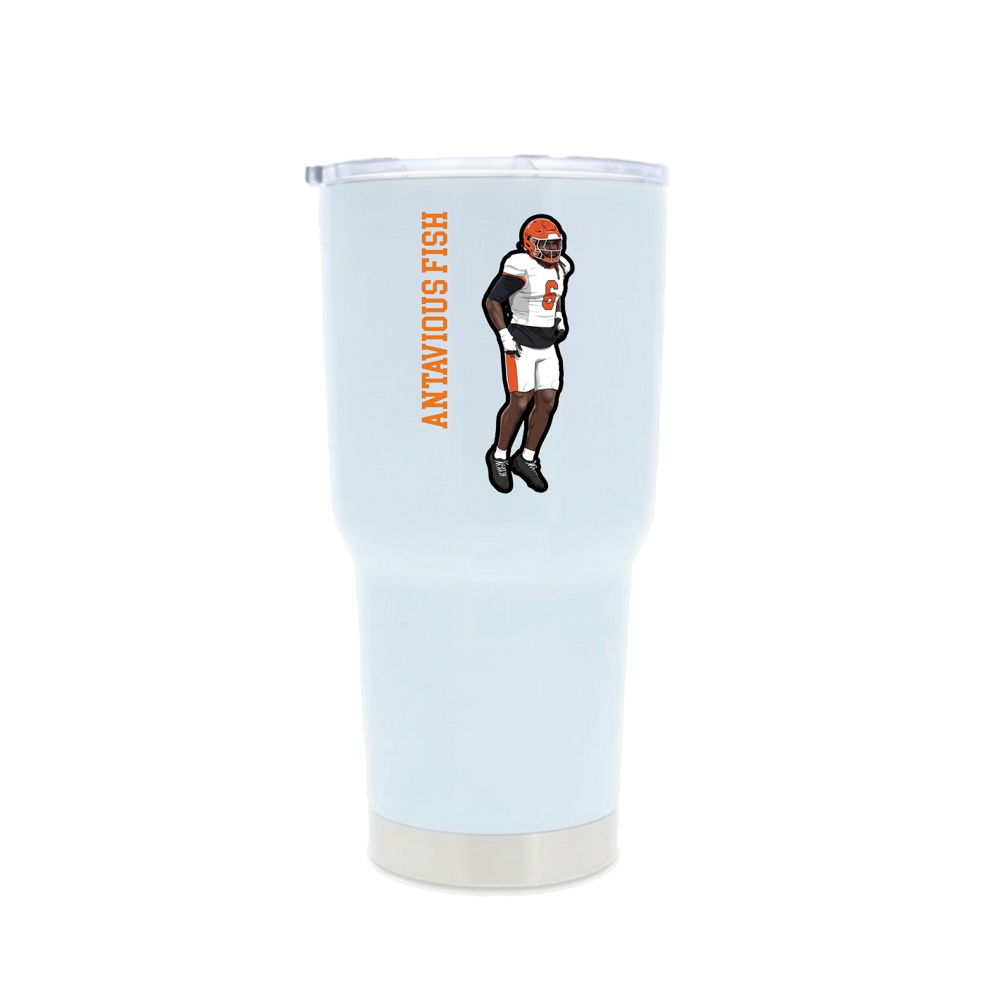 30oz Stainless Steel Tumbler — Name Vertical in White