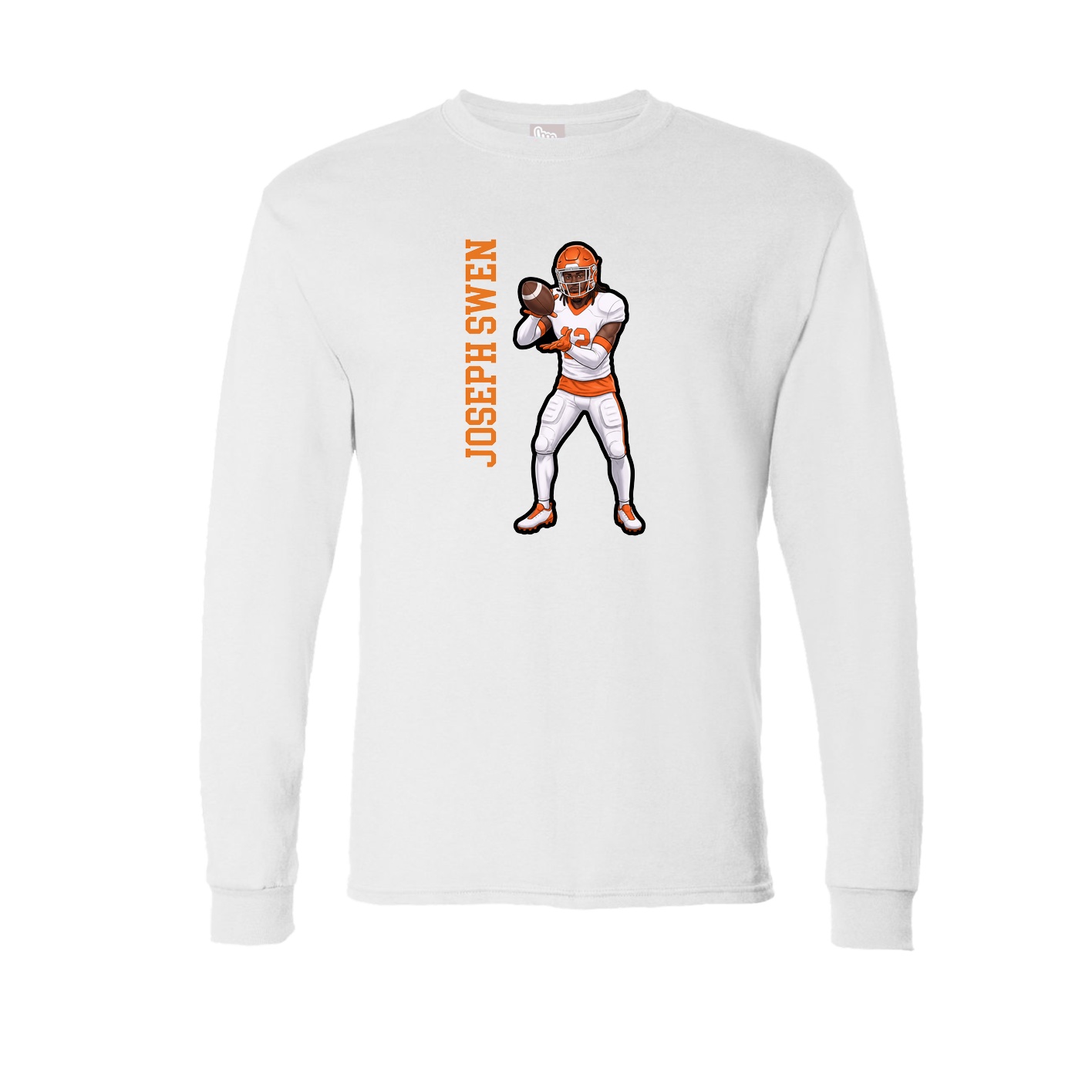 Long Sleeve Tee — Name Vertical in White