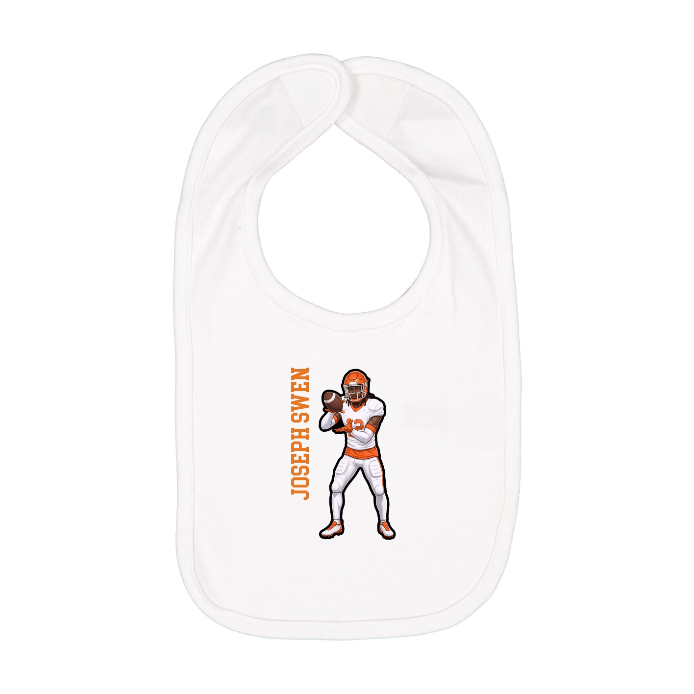 Infant Bib — Name Vertical in White