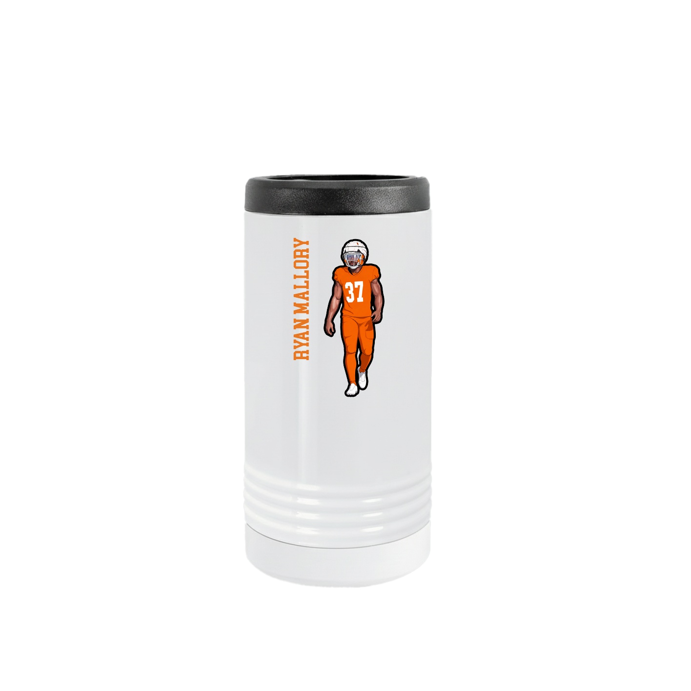 Slim Beverage Holder — Name Vertical in White
