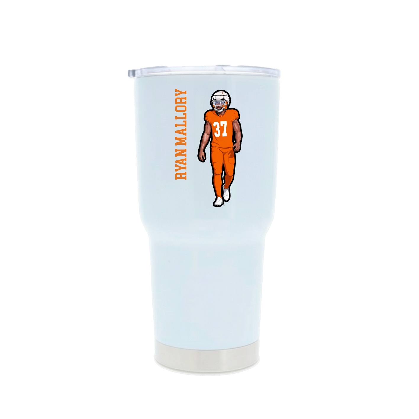 30oz Stainless Steel Tumbler — Name Vertical in White